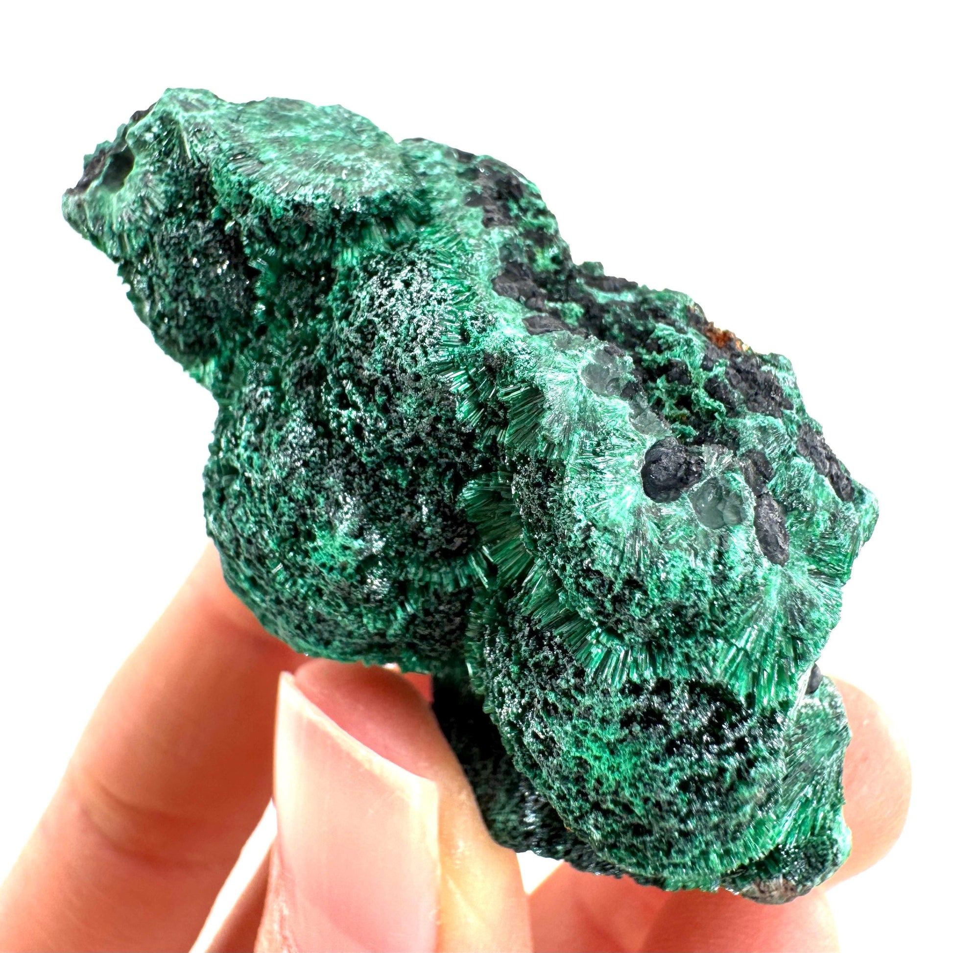 Fibrous Malachite (DR Congo) | raw green malachite crystal, mineral specimen