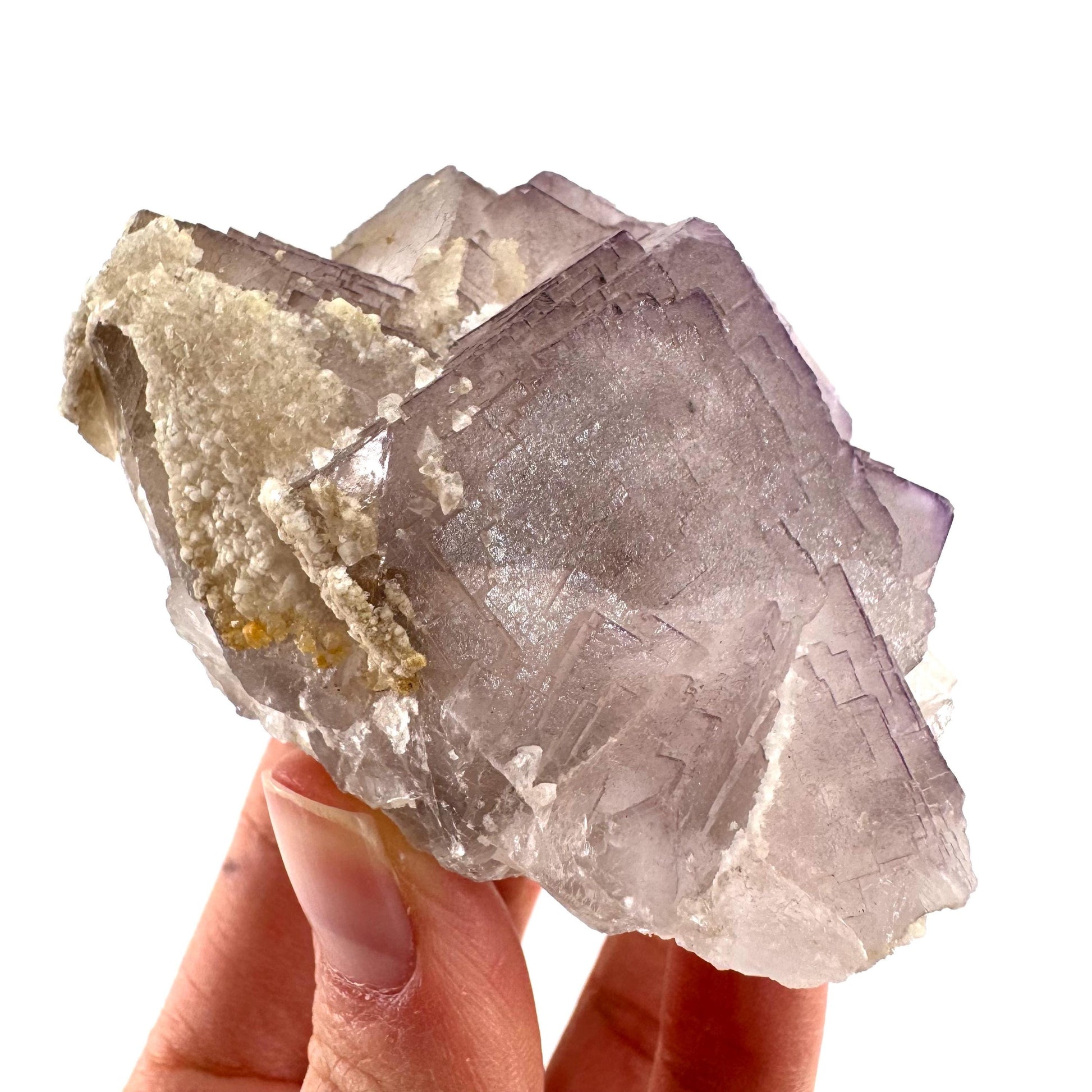 Purple Fluorite w/ Calcite (Pakistan) | purple fluorite crystal cluster, mineral specimen