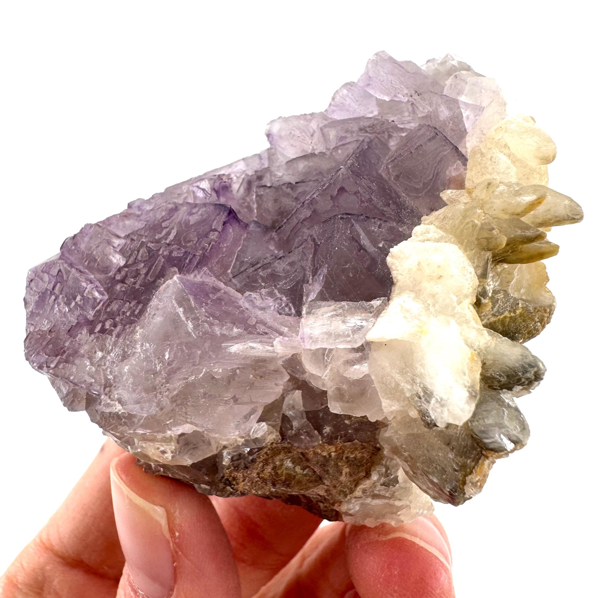 Purple Fluorite w/ Calcite (Pakistan) | purple fluorite crystal cluster, mineral specimen