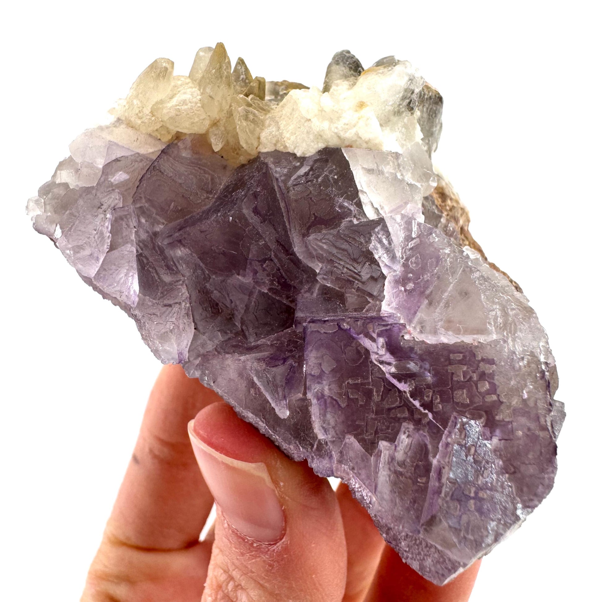 Purple Fluorite w/ Calcite (Pakistan) | purple fluorite crystal cluster, mineral specimen