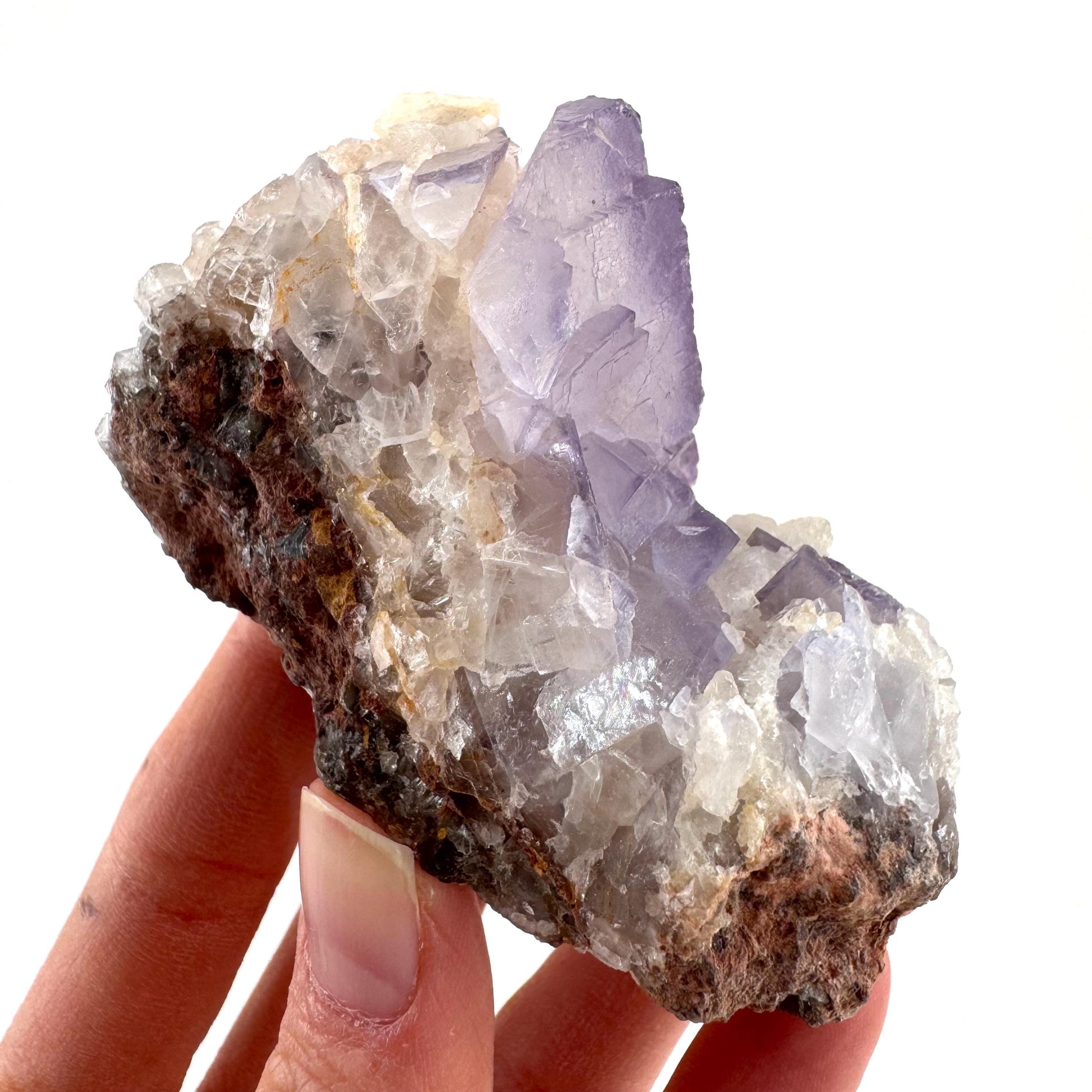 Purple Fluorite w/ Calcite (Pakistan) | purple fluorite crystal cluster, mineral specimen
