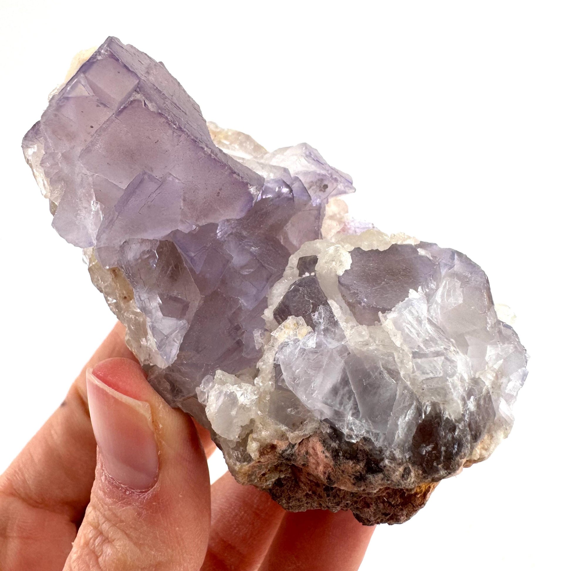 Purple Fluorite w/ Calcite (Pakistan) | purple fluorite crystal cluster, mineral specimen