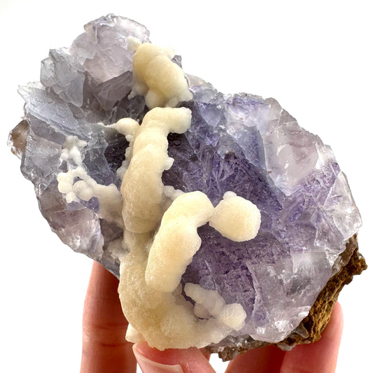 Blue Fluorite w/ Calcite (Pakistan) | blue fluorite crystal cluster, mineral specimen