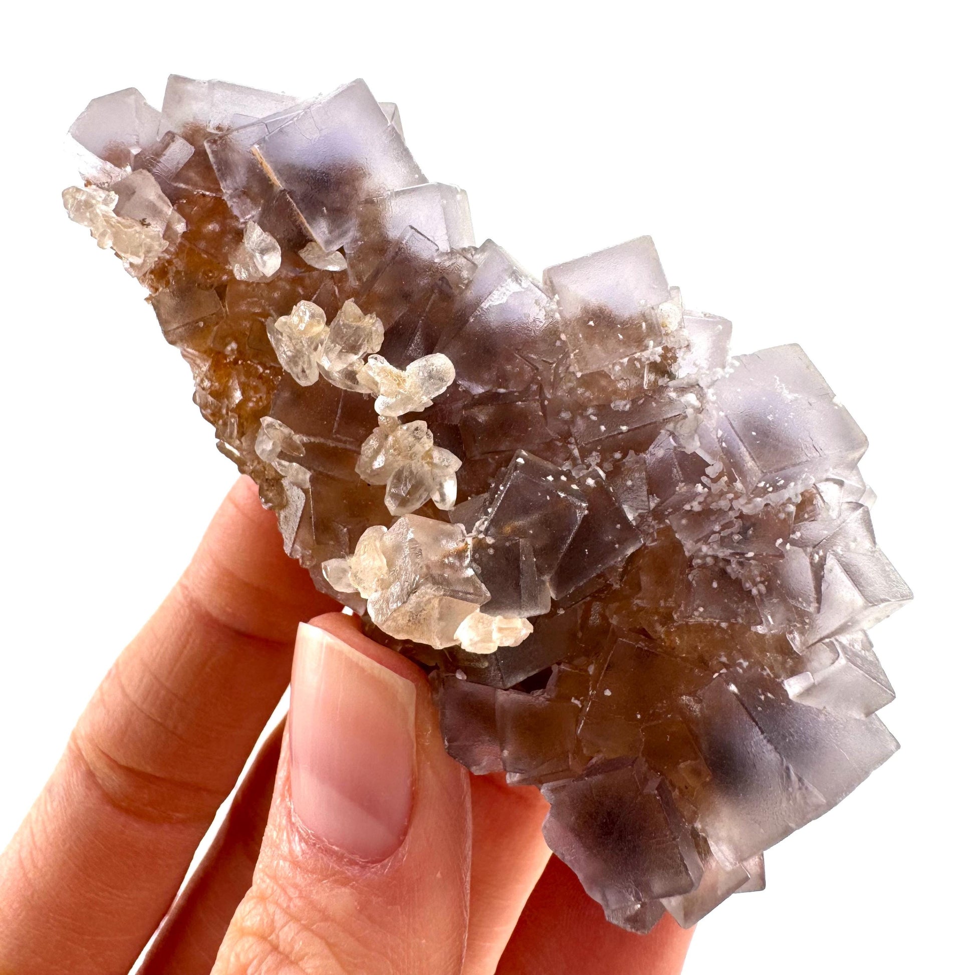 Purple Fluorite w/ Calcite (Pakistan) | purple fluorite crystal cluster, mineral specimen