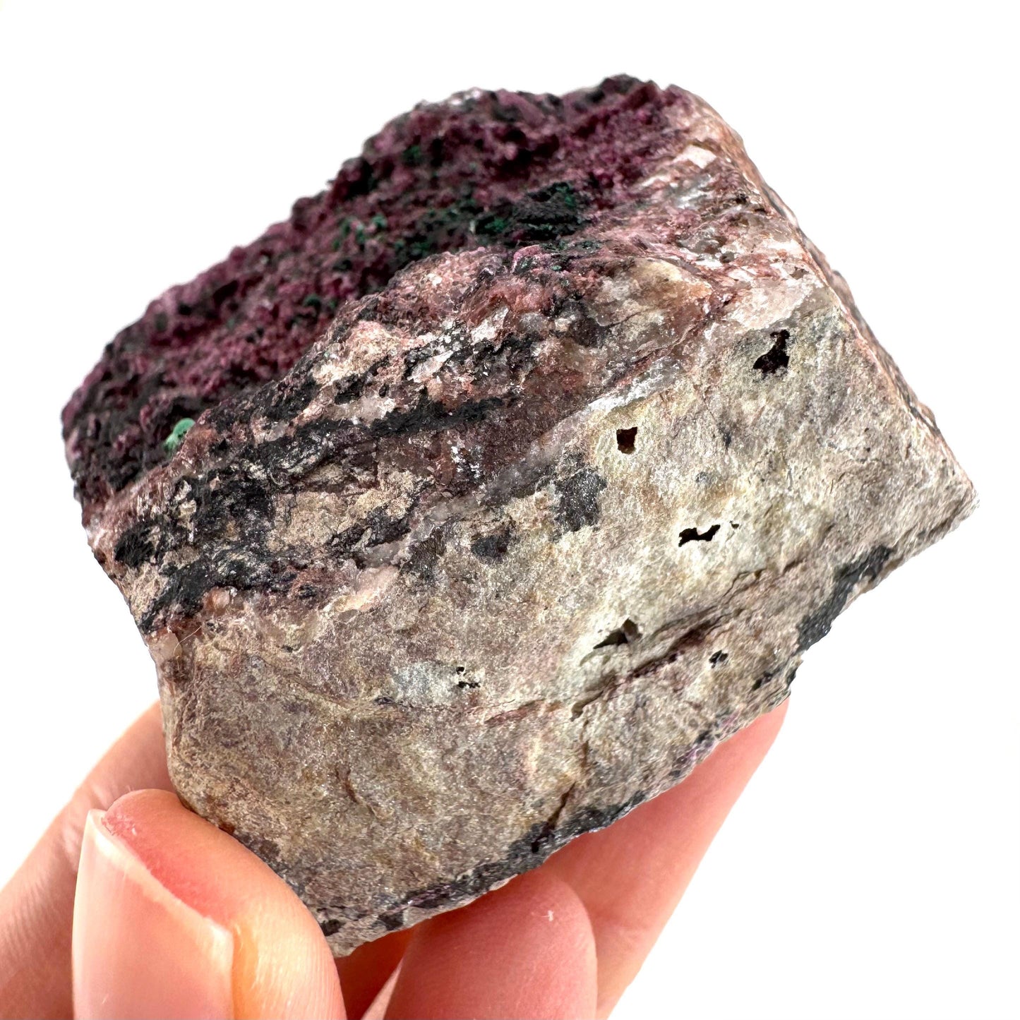 Cobaltoan Calcite w/ Malachite & Heterogenite (DR Congo) | cobalto calcite crystal, malachite crystal, mineral specimen