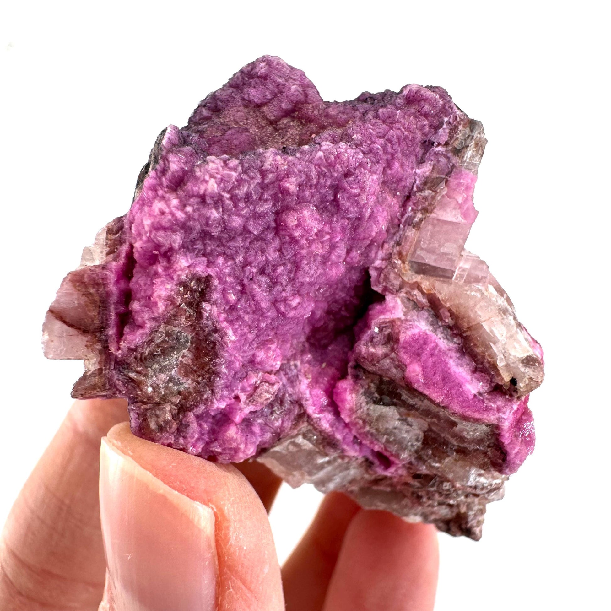 Cobaltoan Calcite w/ Heterogenite (DR Congo) | cobalto calcite crystal, mineral specimen