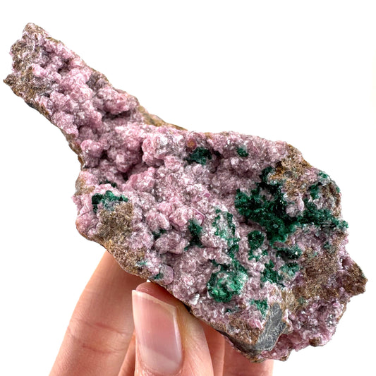 Cobaltoan Calcite w/ Malachite (DR Congo) | cobalto calcite crystal, malachite crystal, mineral specimen