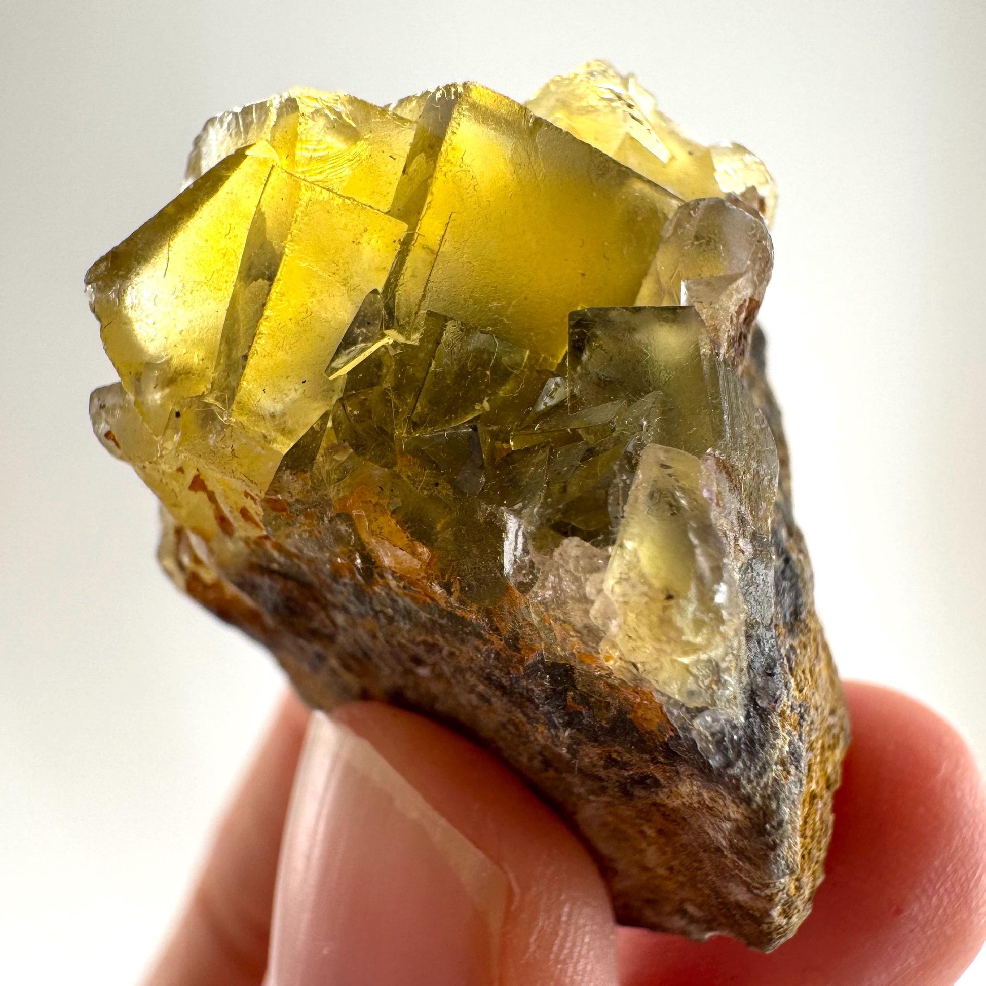 Okorusu Fluorite (Namibia) | “Honey Pocket” fluorite cluster, yellow fluorite crystal, mineral specimen