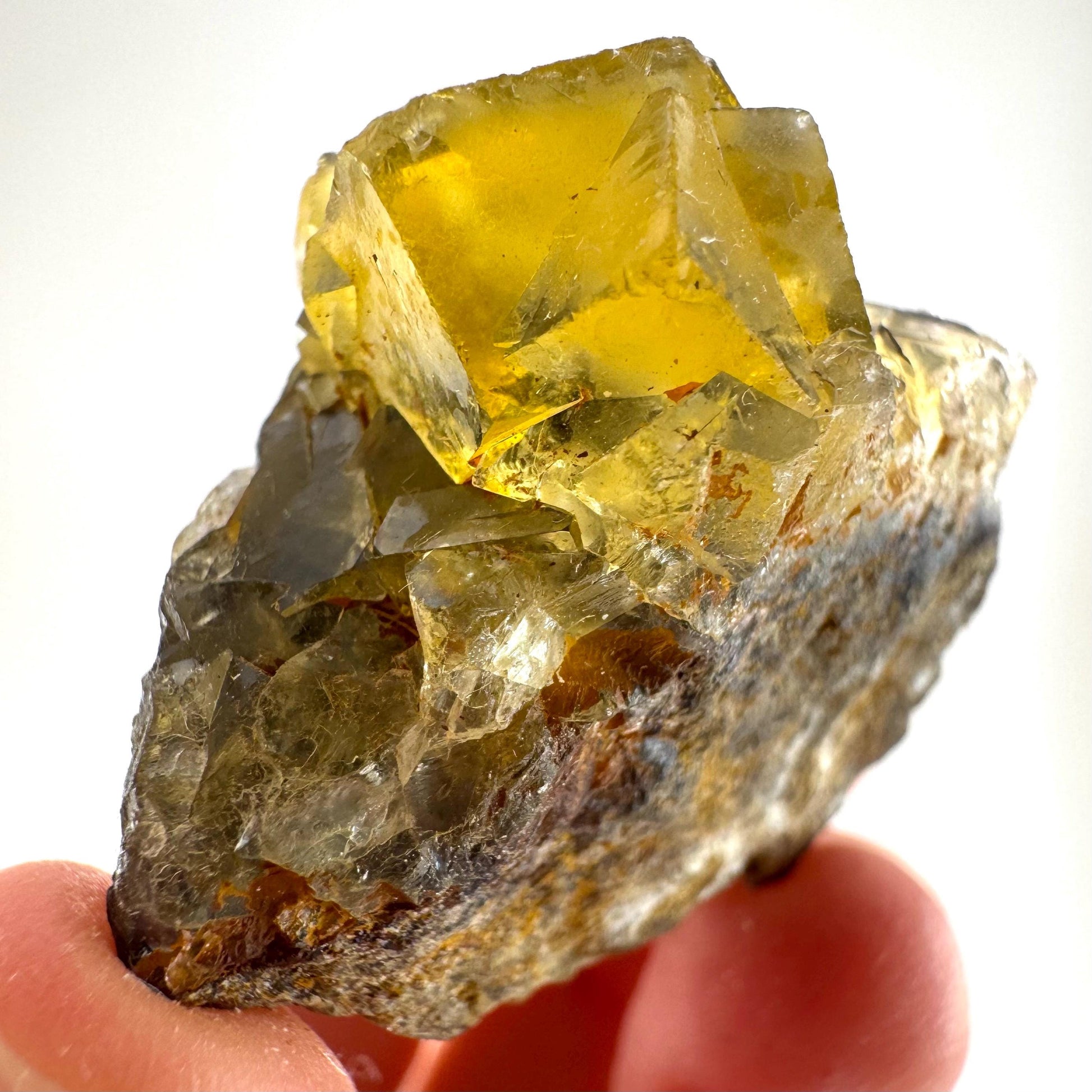 Okorusu Fluorite (Namibia) | “Honey Pocket” fluorite cluster, yellow fluorite crystal, mineral specimen