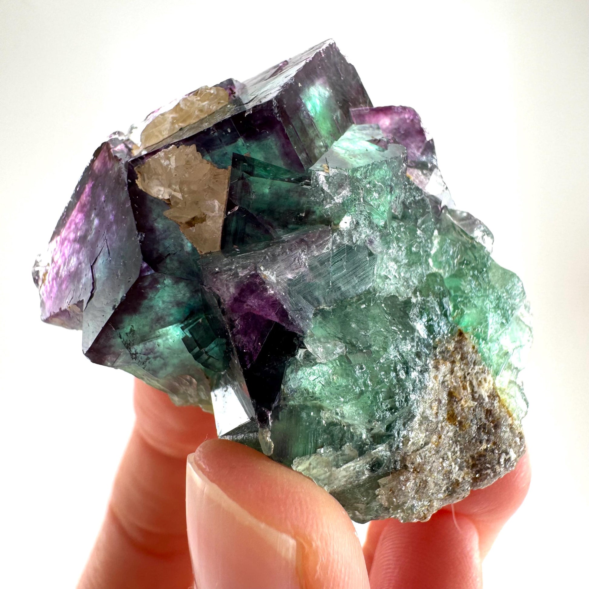 Okorusu Fluorite (Namibia) | “Aurora Pocket” green & purple fluorite crystal, raw fluorite, mineral specimen