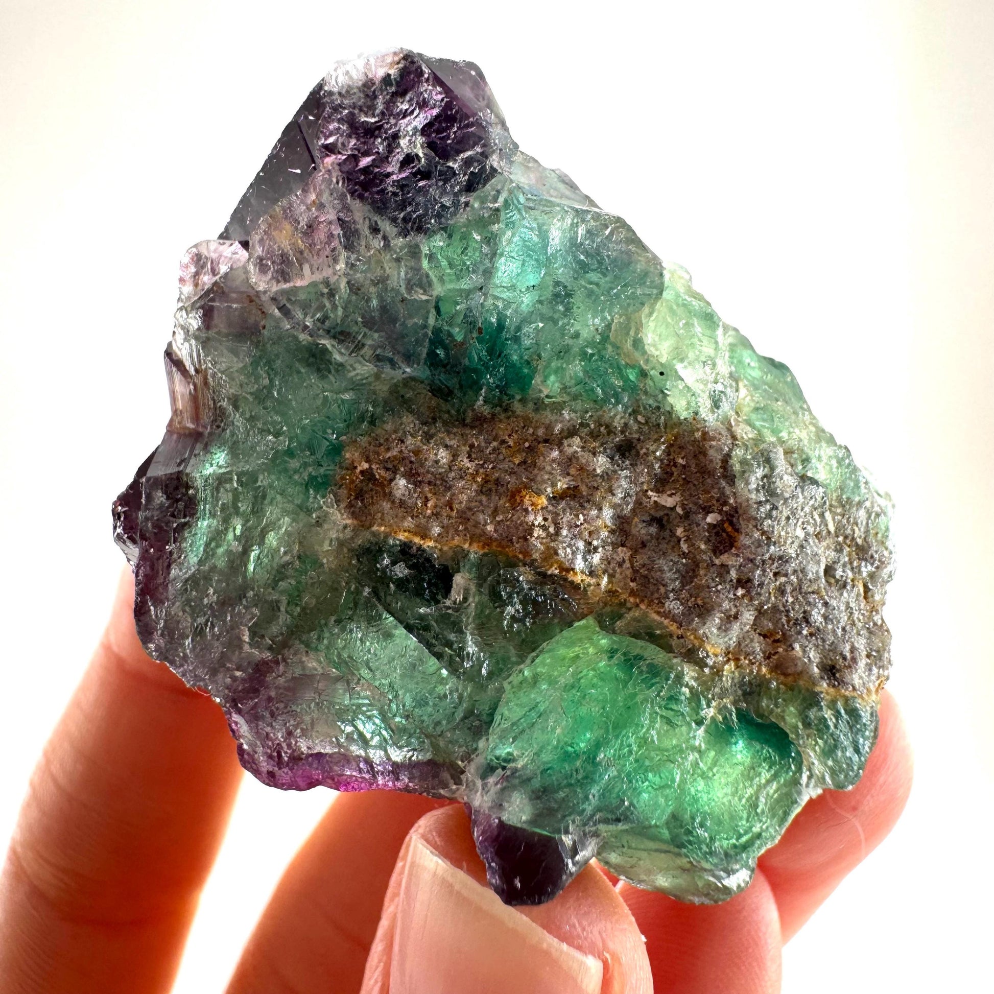 Okorusu Fluorite (Namibia) | “Aurora Pocket” green & purple fluorite crystal, raw fluorite, mineral specimen