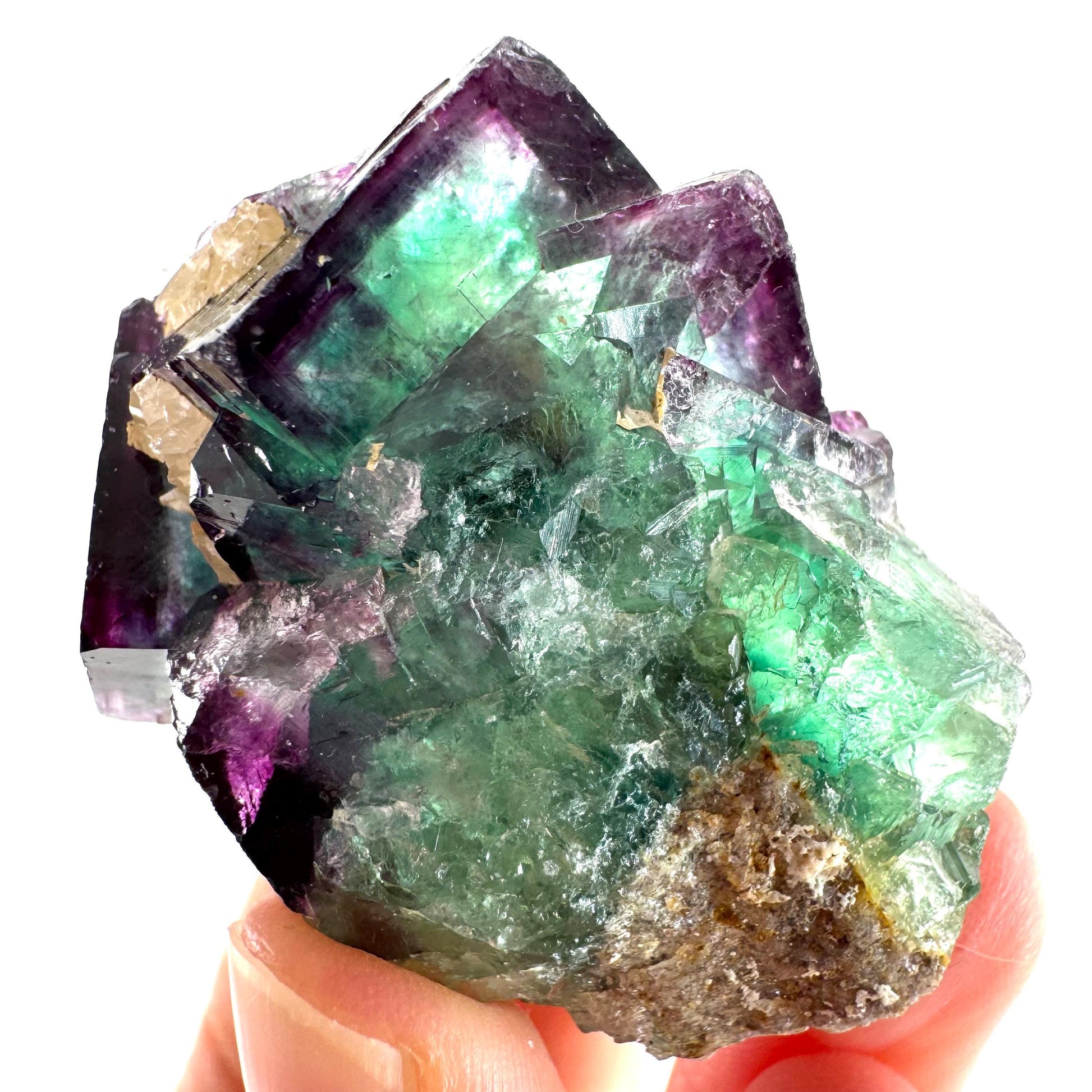 Okorusu Fluorite (Namibia) | “Aurora Pocket” green & purple fluorite crystal, raw fluorite, mineral specimen