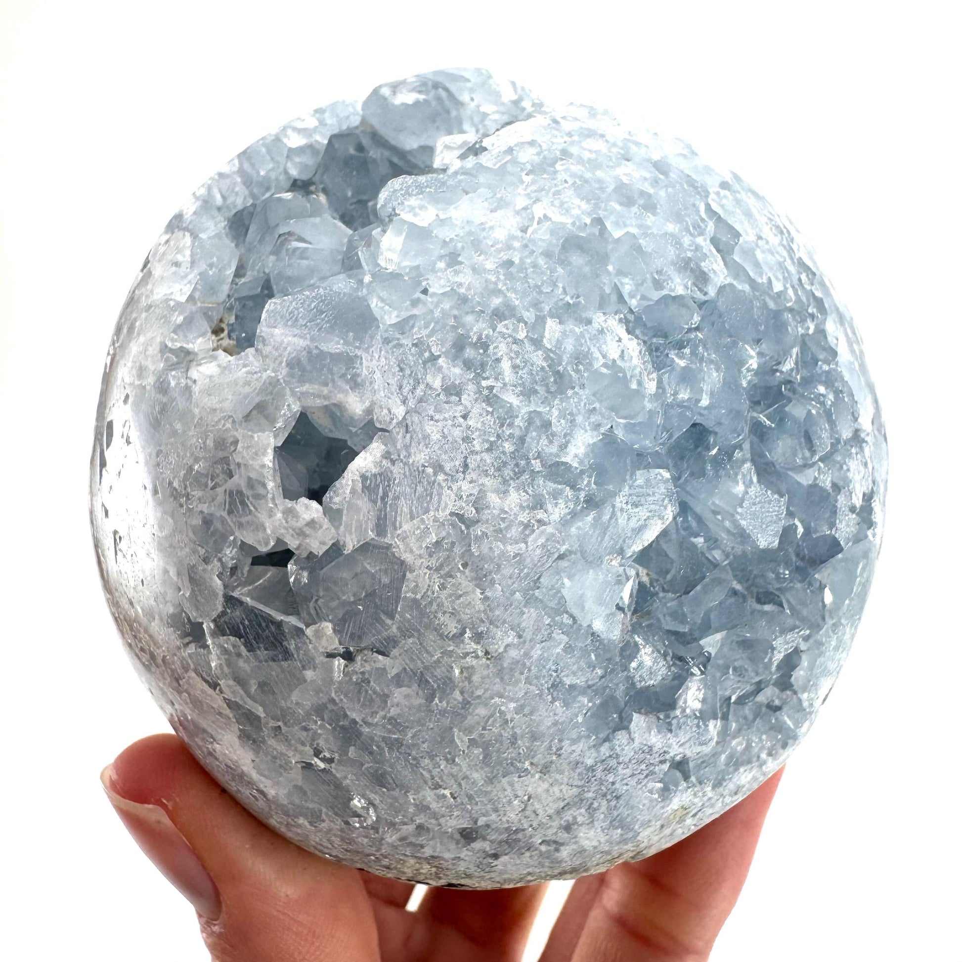 Celestite Sphere | raw celestite crystal, celestite geode, natural celestite crystal, crystal ball