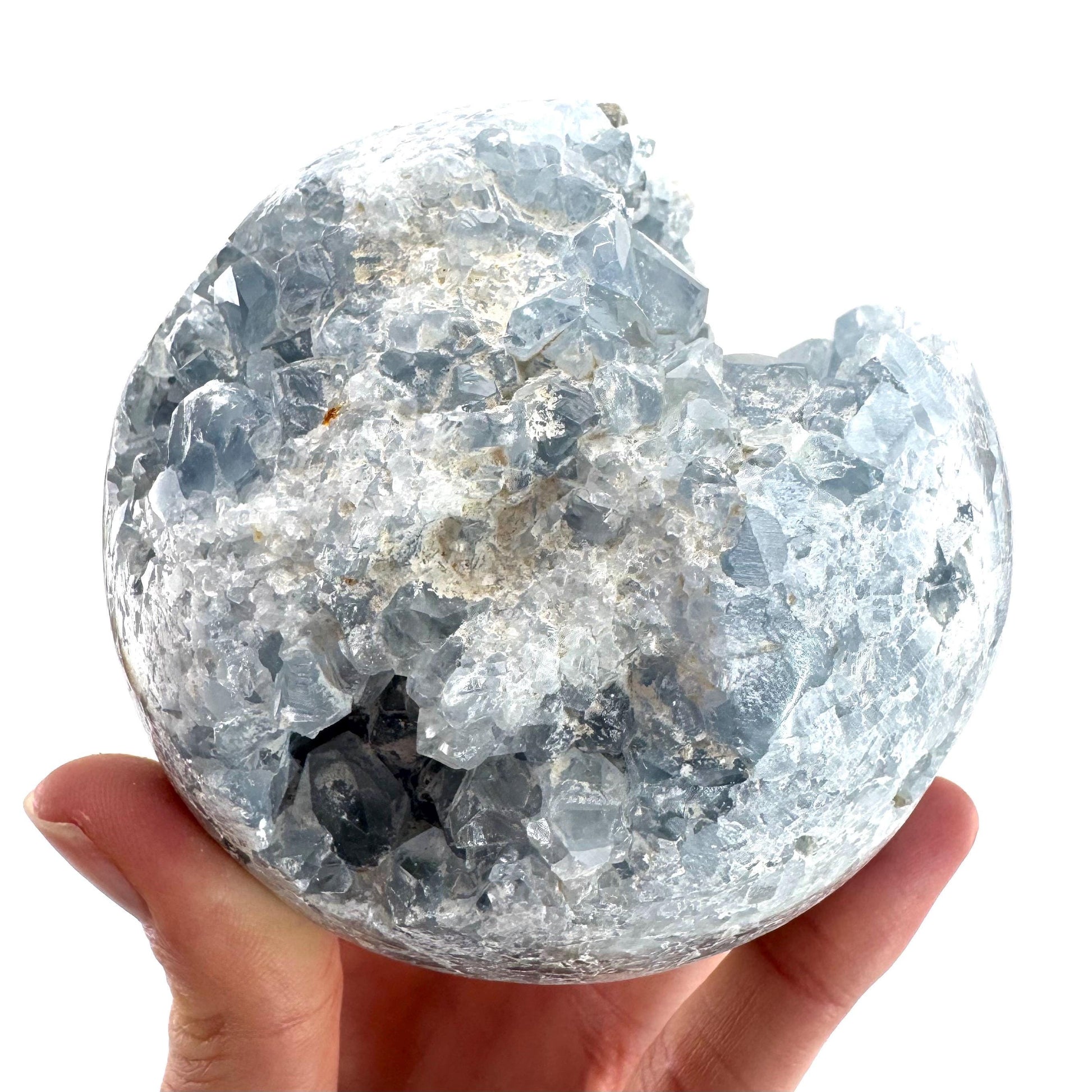 Celestite Sphere | raw celestite crystal, celestite geode, natural celestite crystal, crystal ball