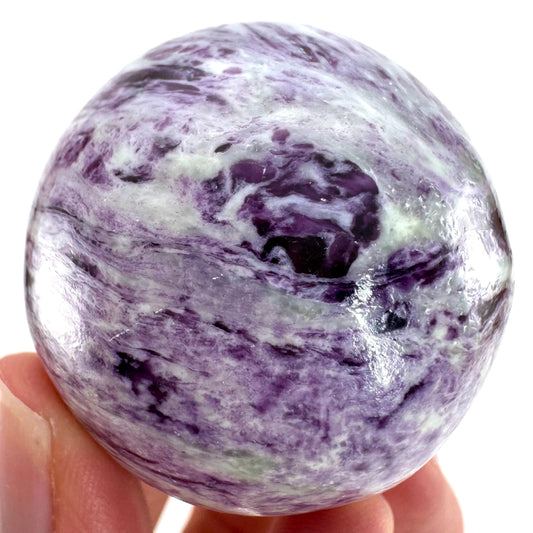 Kammererite Sphere | polished kammererite crystal ball, crystal sphere, natural kammererite