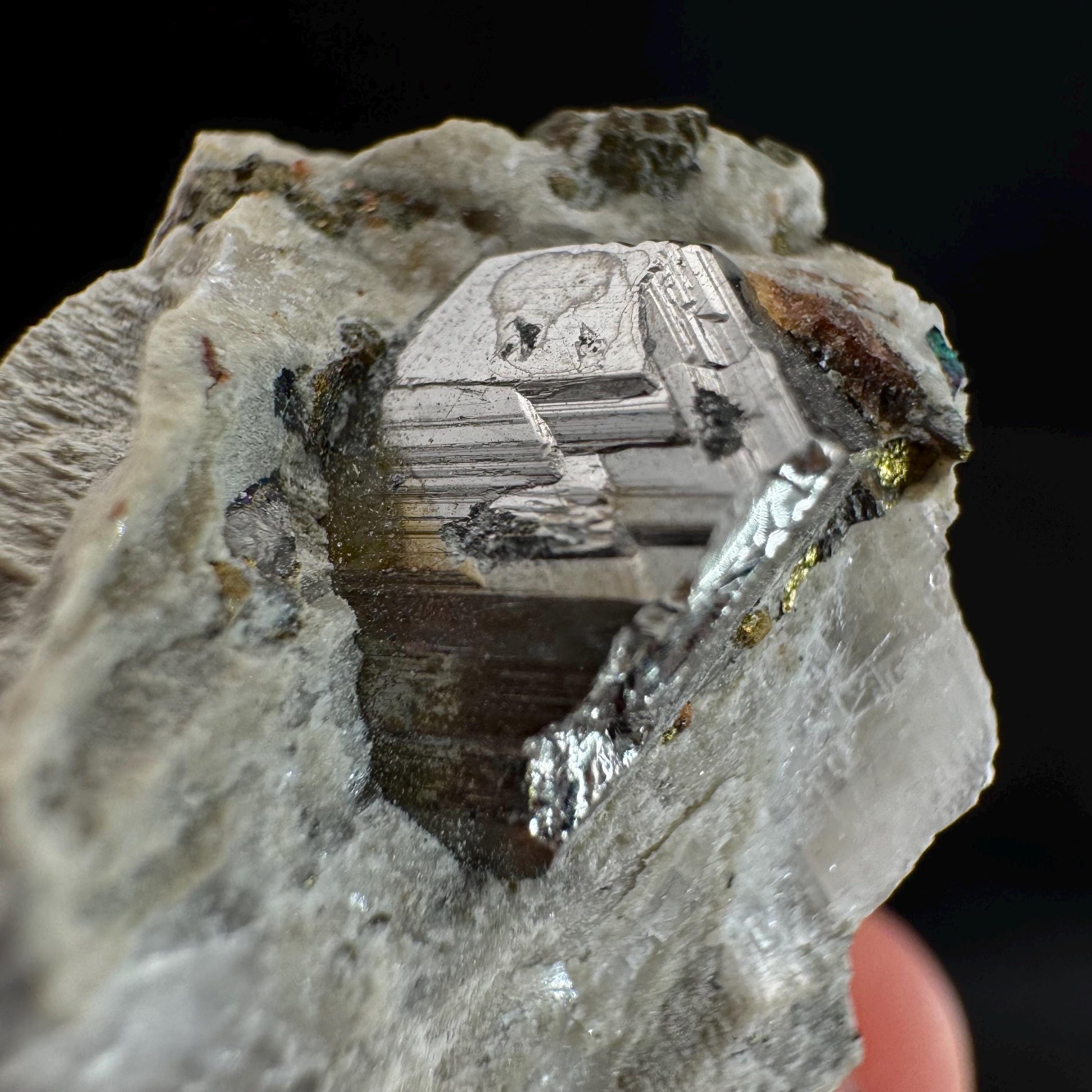 Rare! Carrollite on Calcite | raw natural crystal cluster, metallic mineral specimen