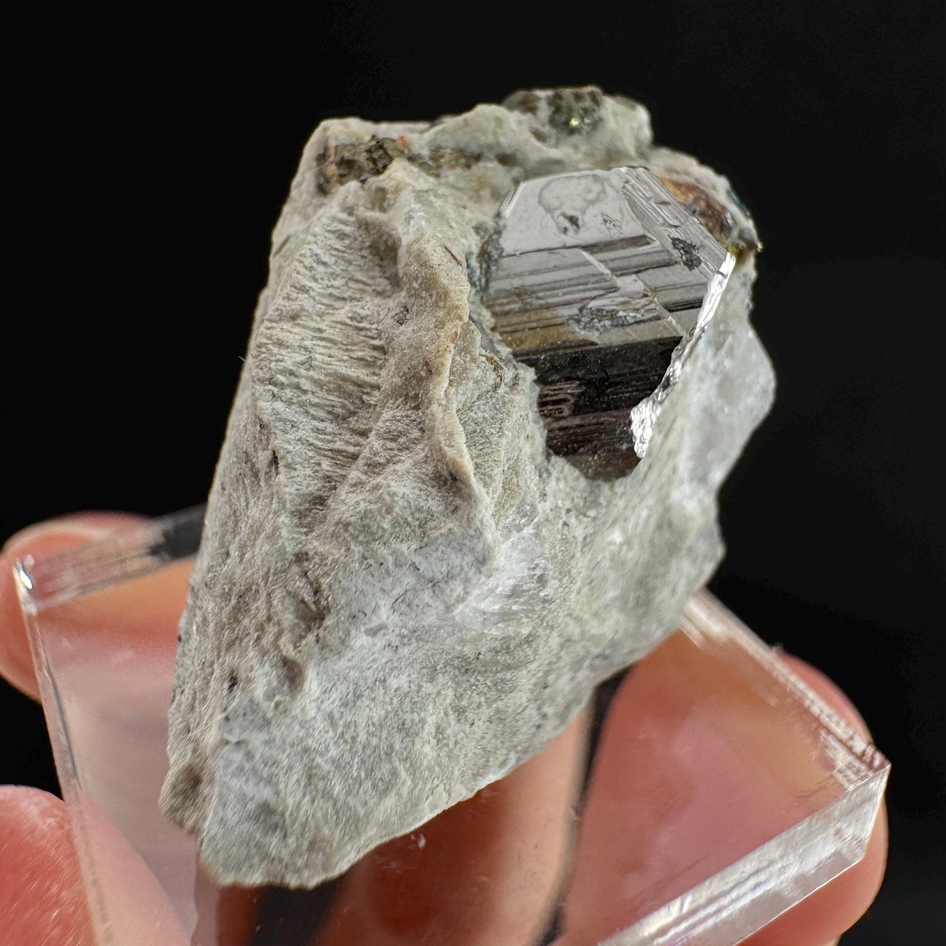 Rare! Carrollite on Calcite | raw natural crystal cluster, metallic mineral specimen