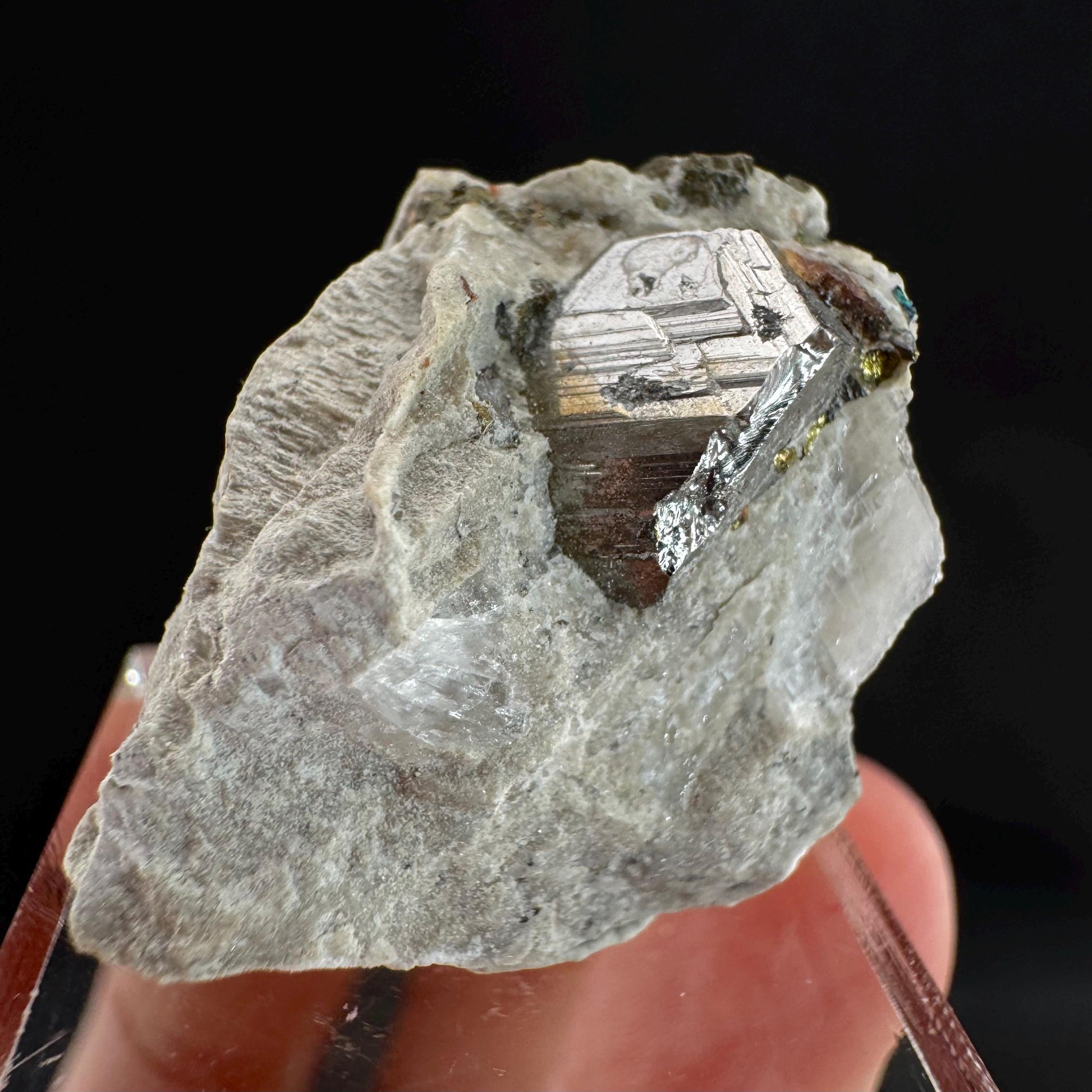 Rare! Carrollite on Calcite | raw natural crystal cluster, metallic mineral specimen