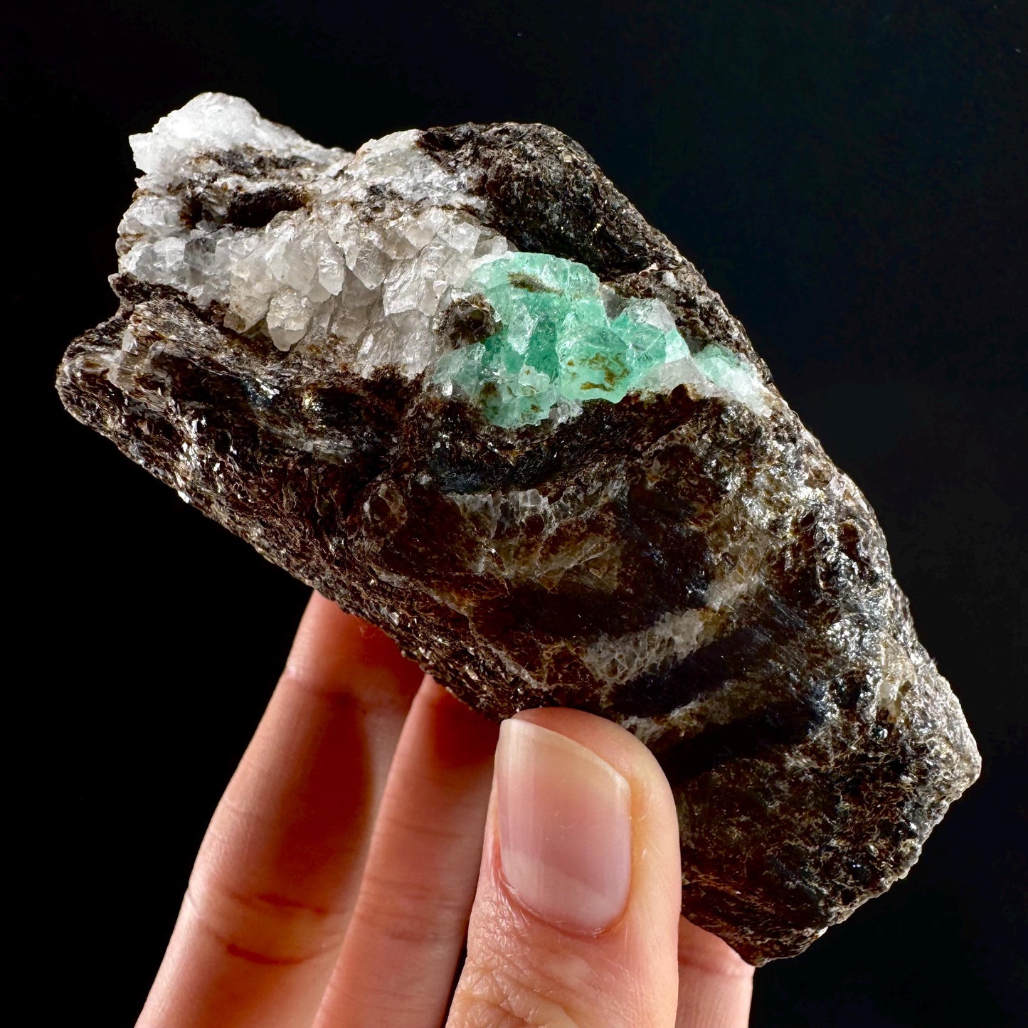 Emerald on Matrix | natural green crystal cluster, raw mineral specimen (Pakistan)