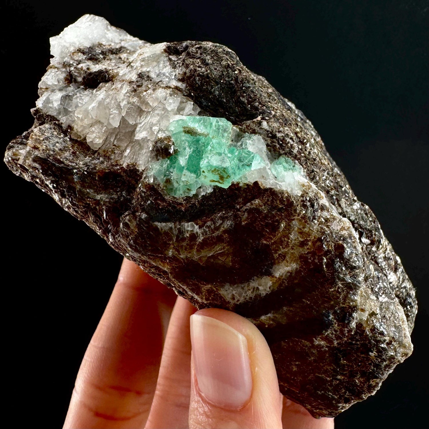 Emerald on Matrix | natural green crystal cluster, raw mineral specimen (Pakistan)
