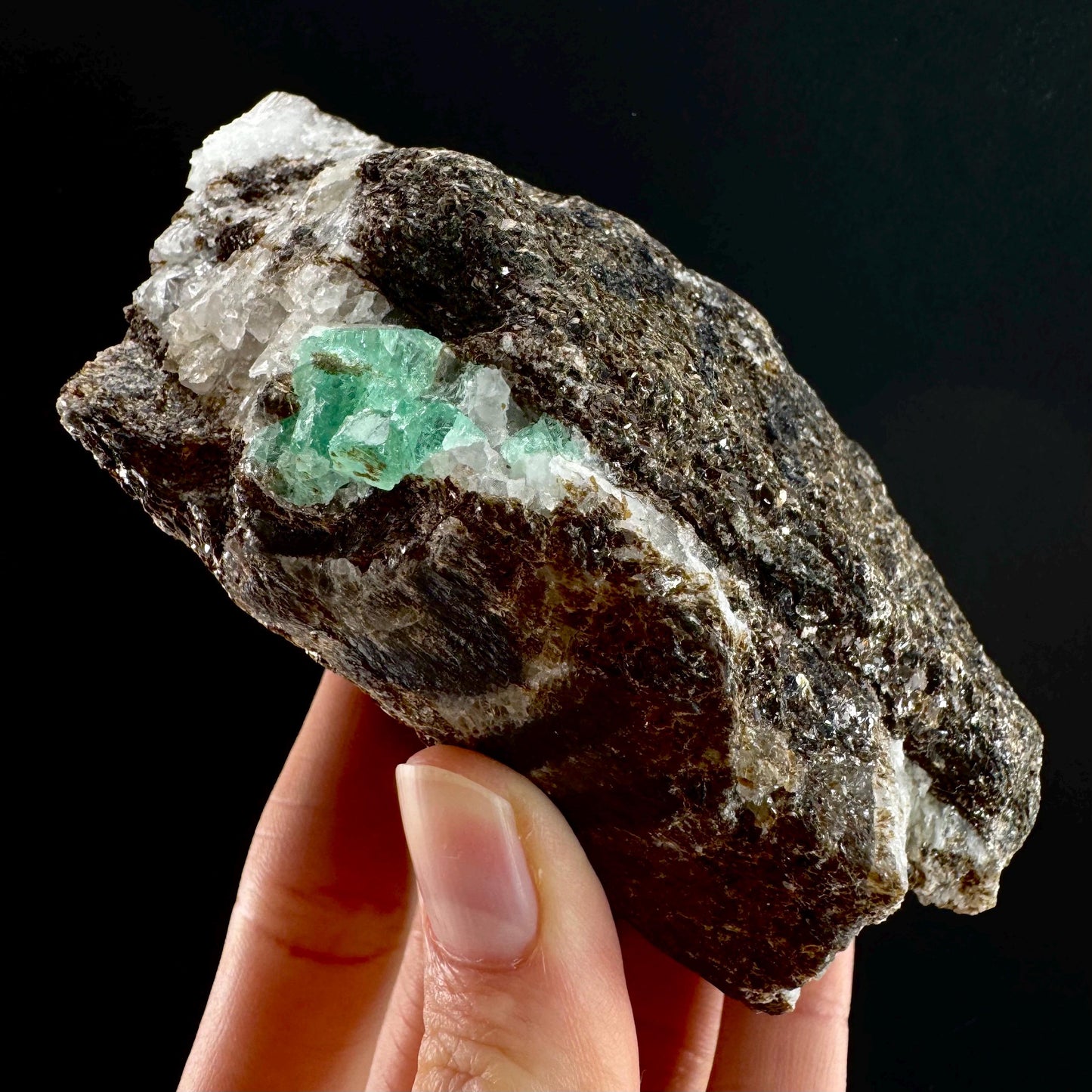 Emerald on Matrix | natural green crystal cluster, raw mineral specimen (Pakistan)