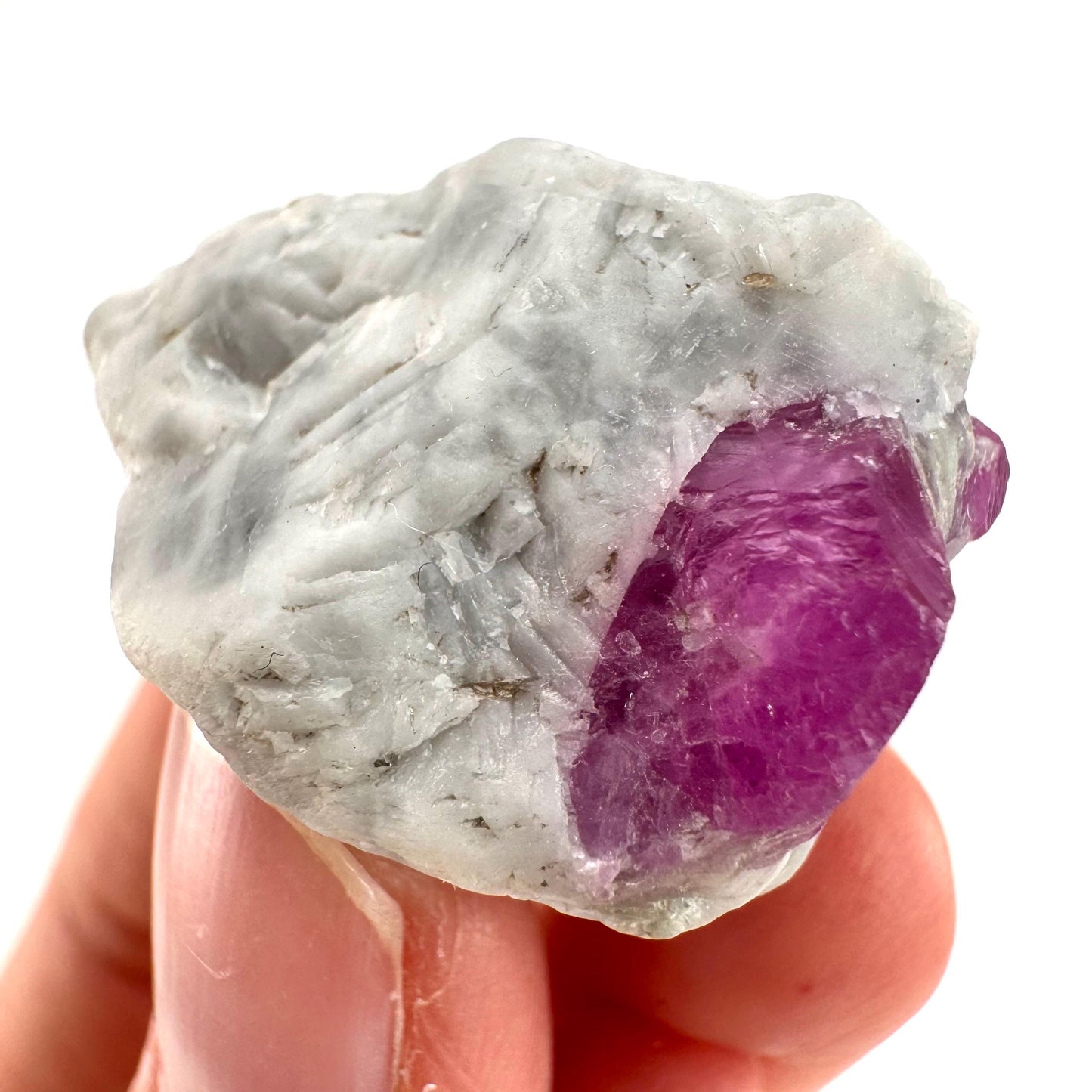 Ruby on Matrix | Natural crystal cluster, UV reactive, raw mineral specimen (Pakistan)