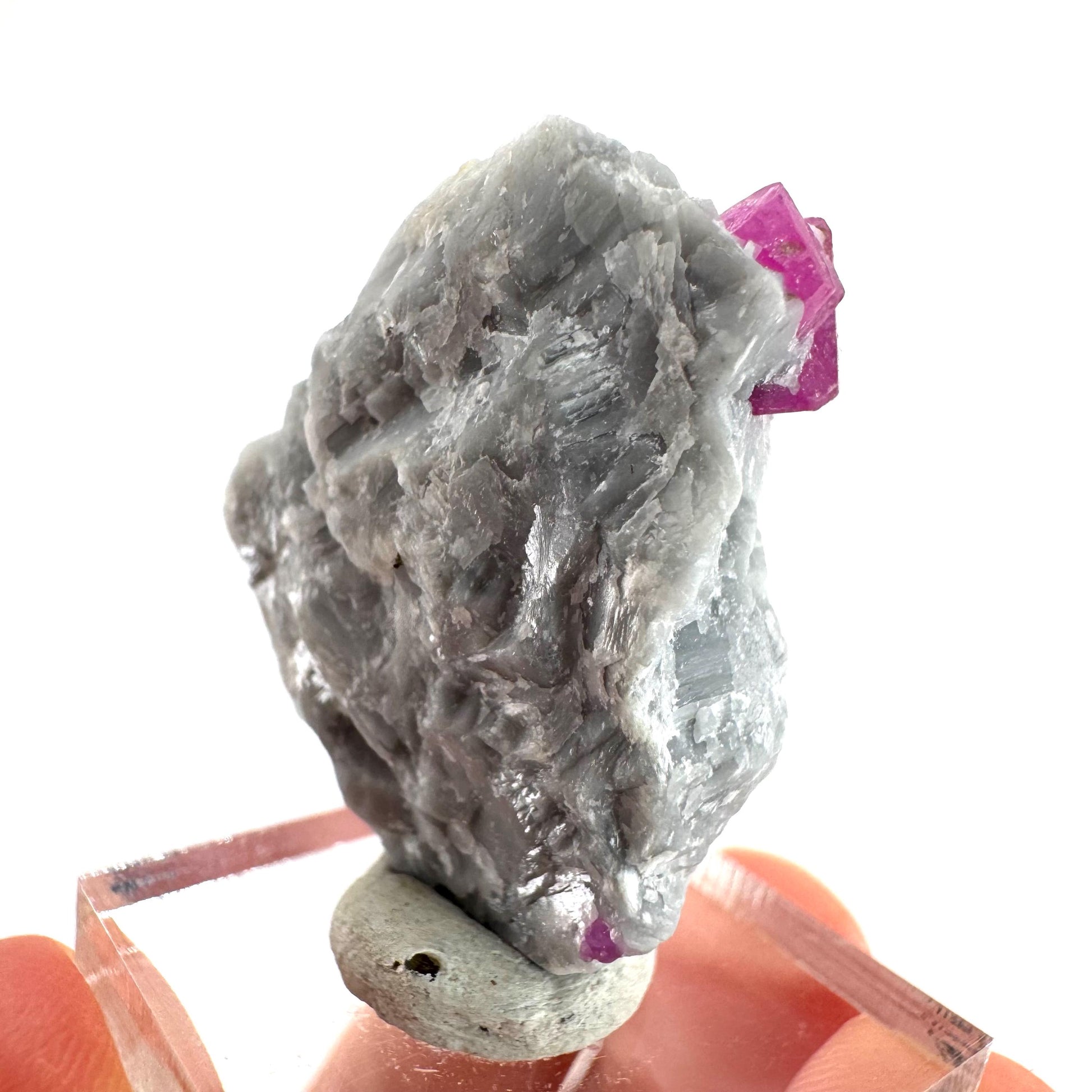 Ruby on Matrix | Natural crystal cluster, UV reactive, raw mineral specimen (Pakistan)