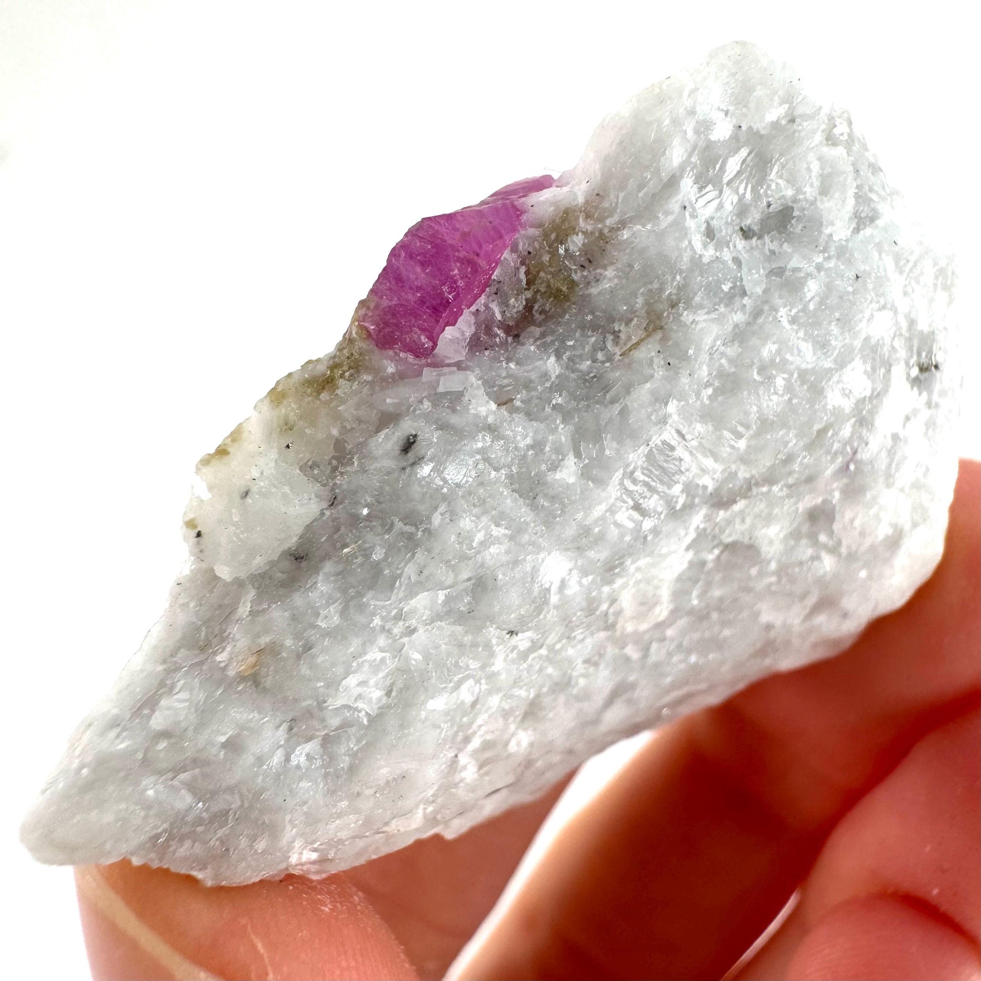 Ruby on Matrix | Natural crystal cluster, UV reactive, raw mineral specimen (Pakistan)