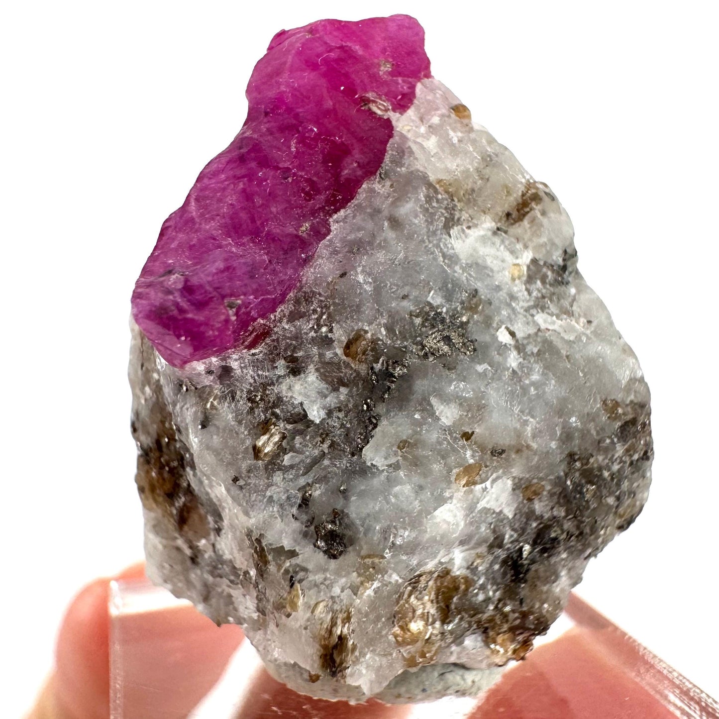 Ruby on Matrix | Natural crystal cluster, UV reactive, raw mineral specimen (Pakistan)