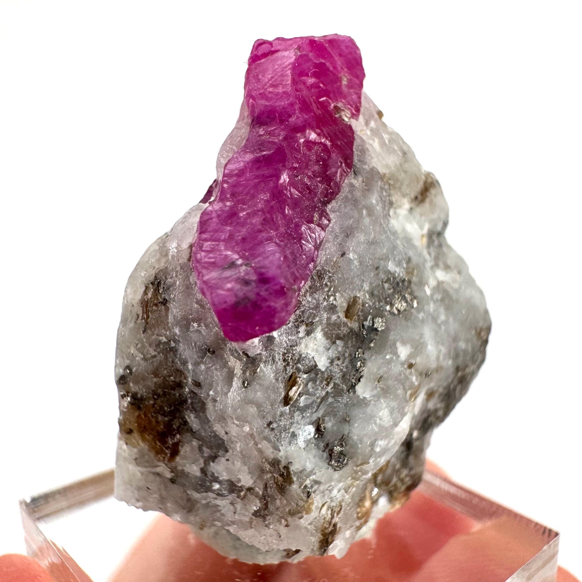 Ruby on Matrix | Natural crystal cluster, UV reactive, raw mineral specimen (Pakistan)