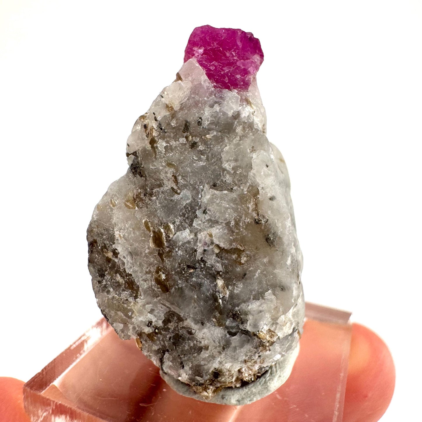 Ruby on Matrix | Natural crystal cluster, UV reactive, raw mineral specimen (Pakistan)