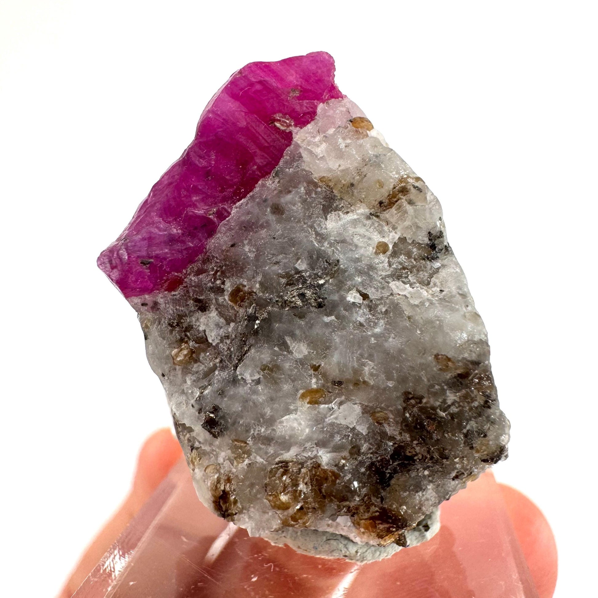 Ruby on Matrix | Natural crystal cluster, UV reactive, raw mineral specimen (Pakistan)
