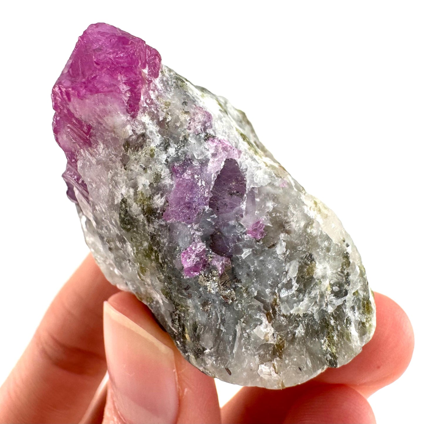 Ruby on Matrix | Natural crystal cluster, UV reactive, raw mineral specimen (Pakistan)