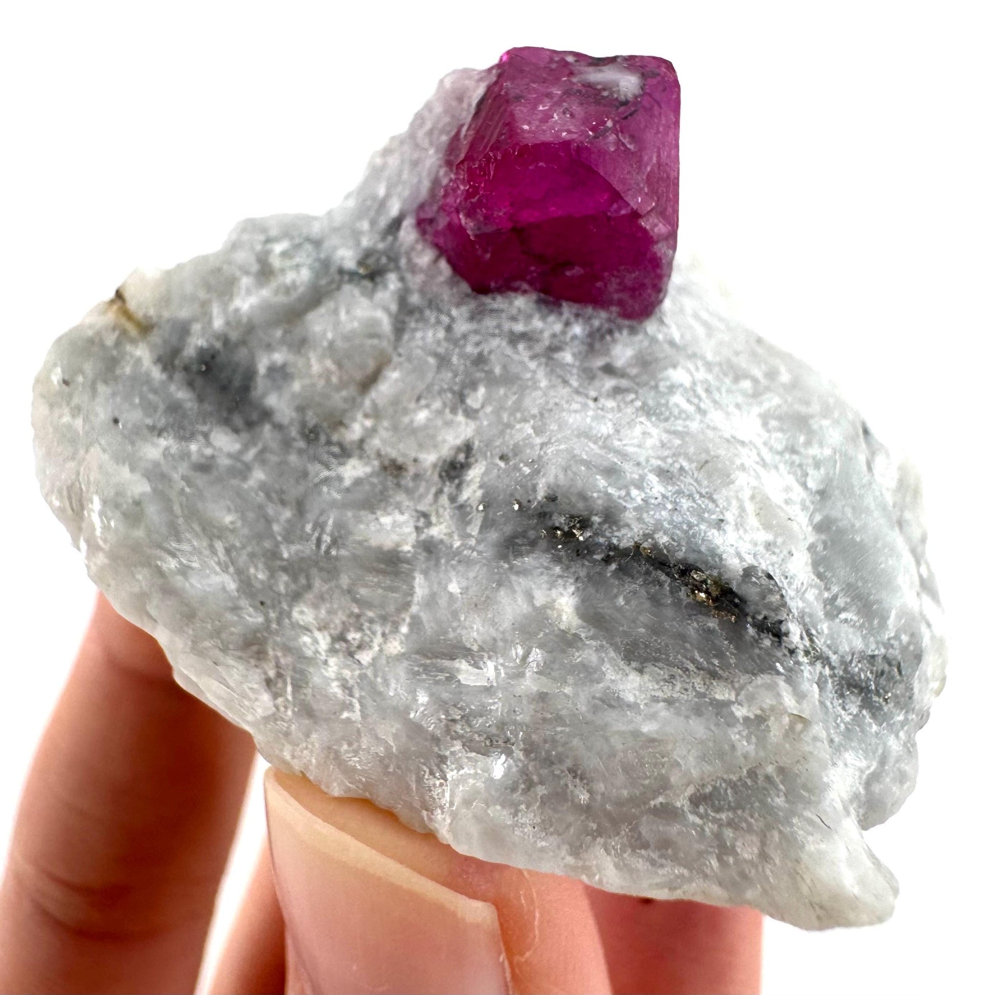 Ruby on Matrix | Natural crystal cluster, UV reactive, raw mineral specimen (Pakistan)