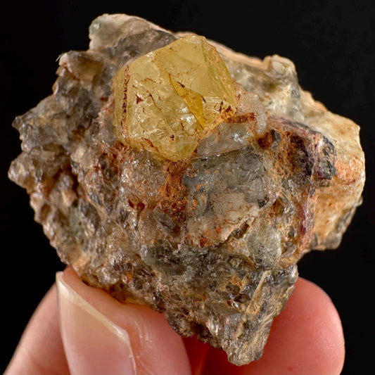 Rare! Londonite on Matrix | natural crystal cluster, raw yellow mineral (Madagascar)