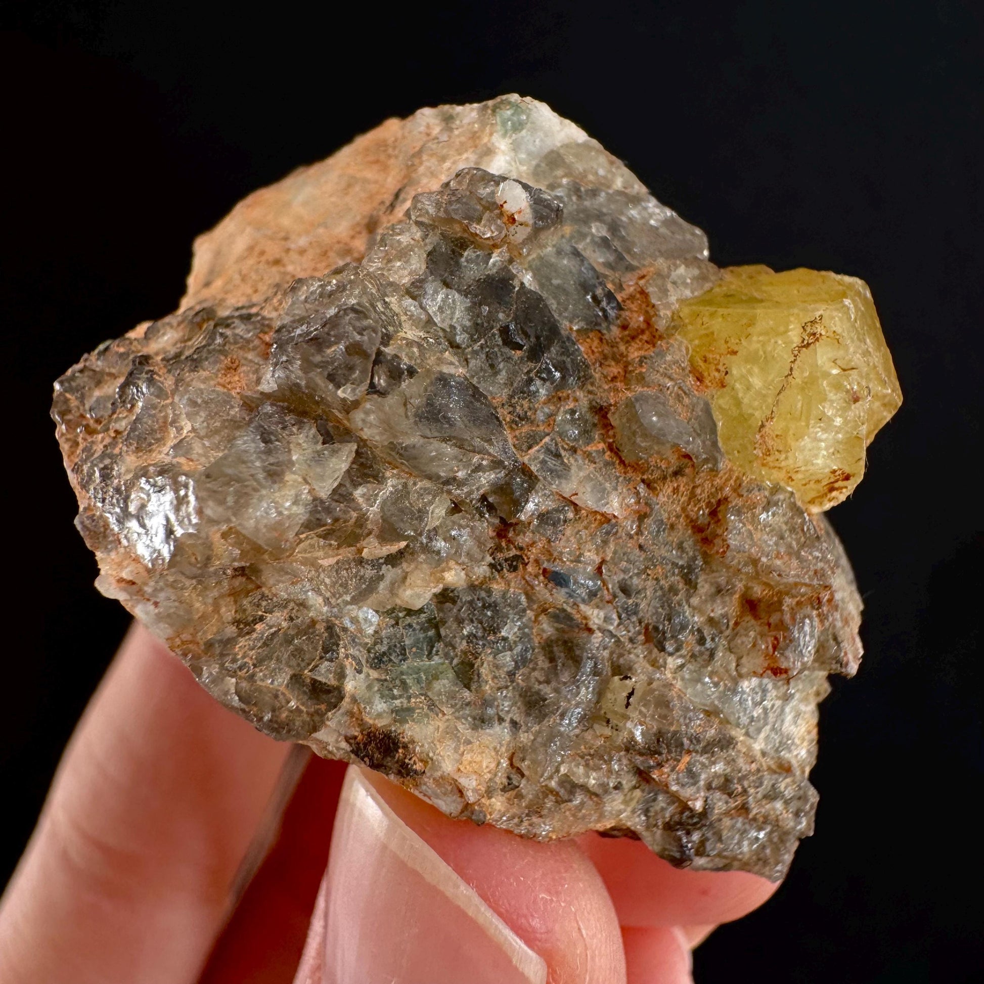 Rare! Londonite on Matrix | natural crystal cluster, raw yellow mineral (Madagascar)
