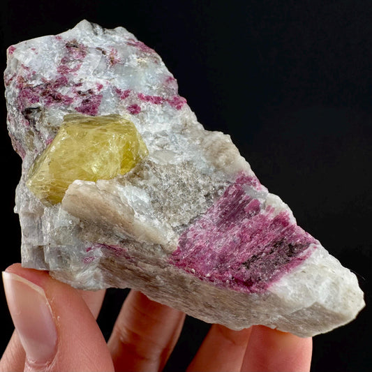 Rare! Londonite with Liddicoatite | natural crystal cluster, raw mineral specimen (Madagascar)