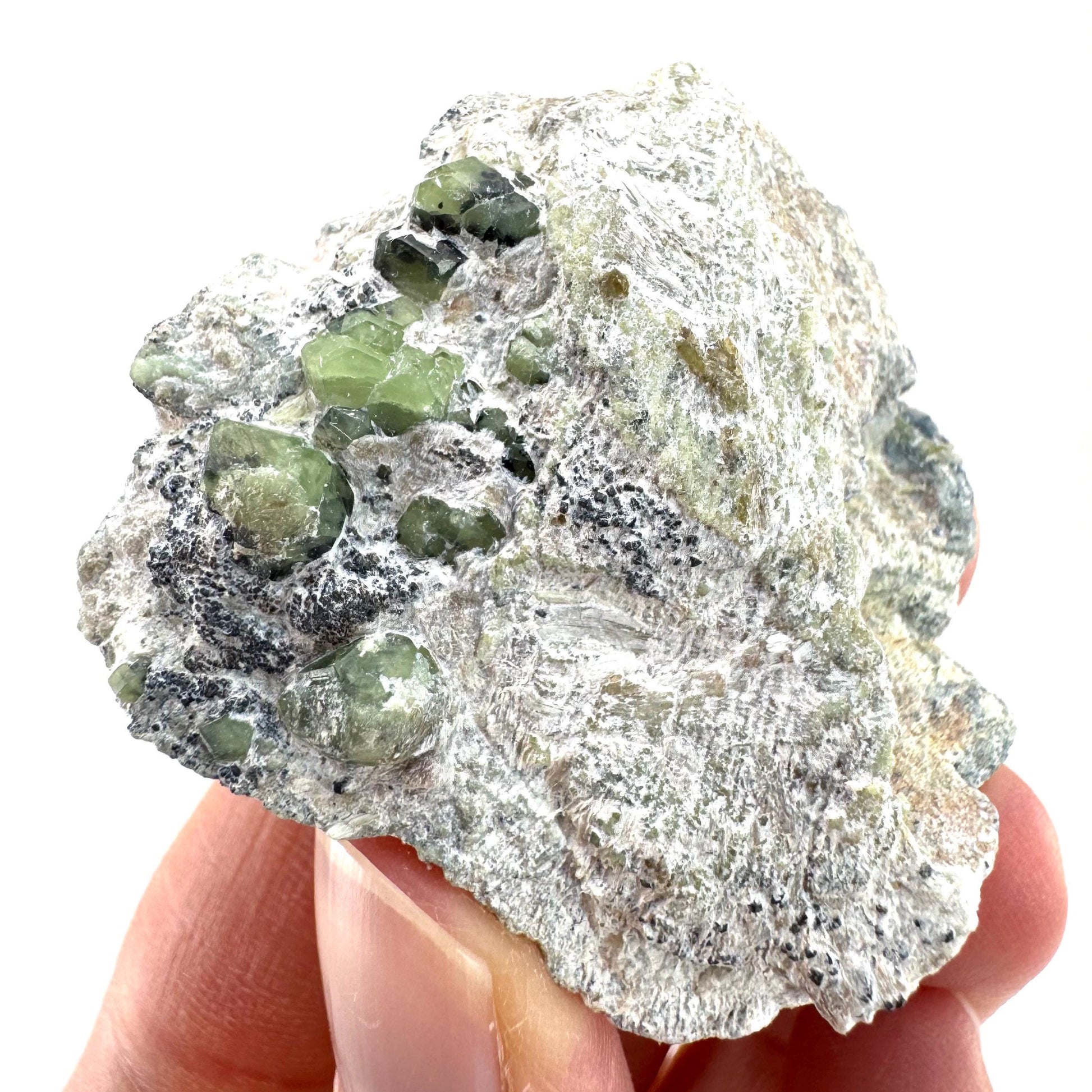 Demantoid Garnet on Matrix | raw green garnet crystal, mineral specimen (Pakistan)