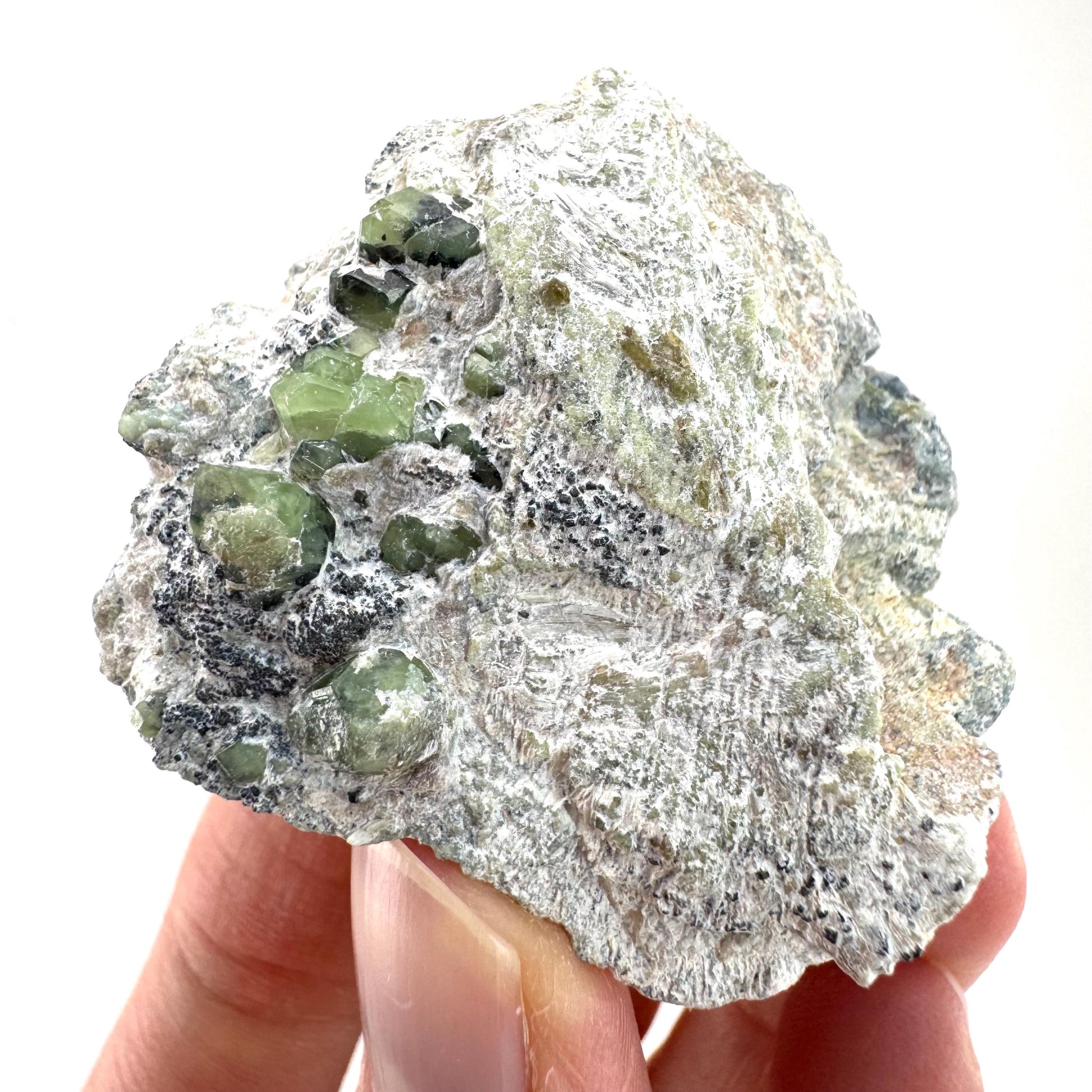 Demantoid Garnet on Matrix | raw green garnet crystal, mineral specimen (Pakistan)