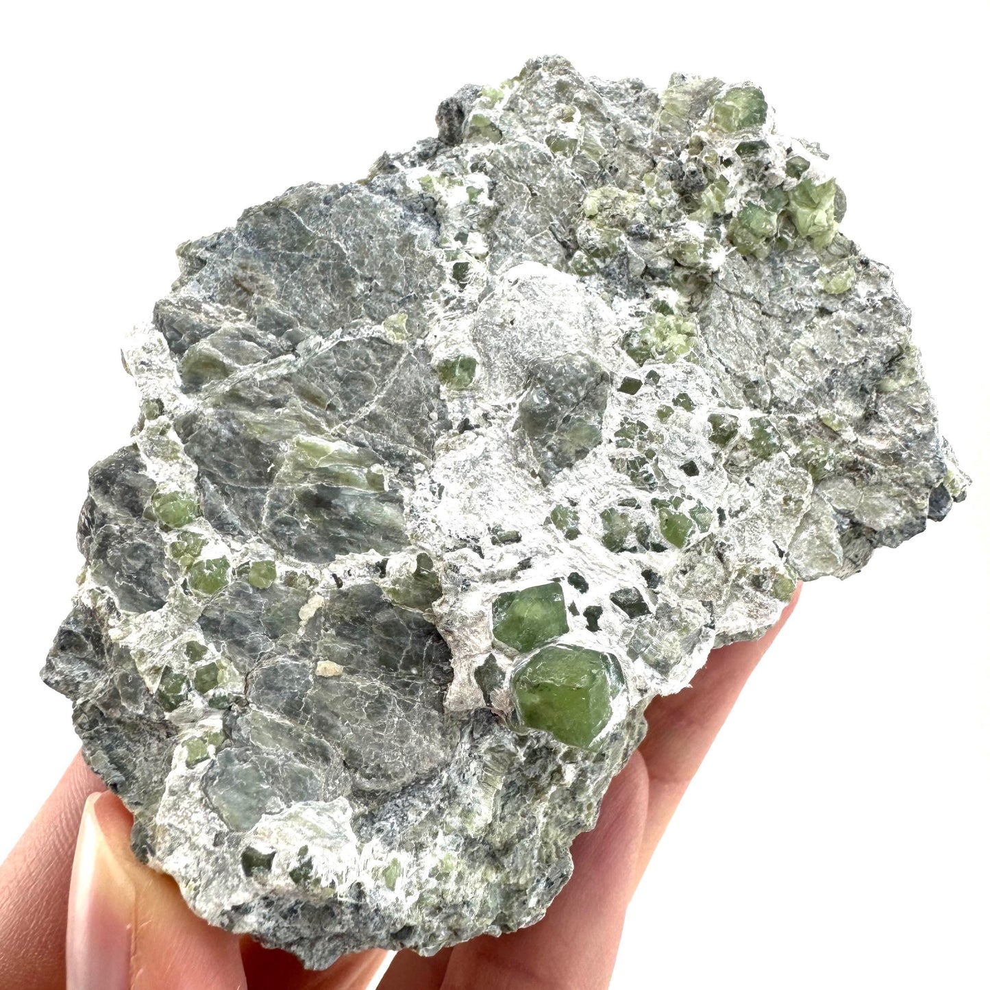 Demantoid Garnet on Matrix | raw green garnet crystal, mineral specimen (Pakistan)