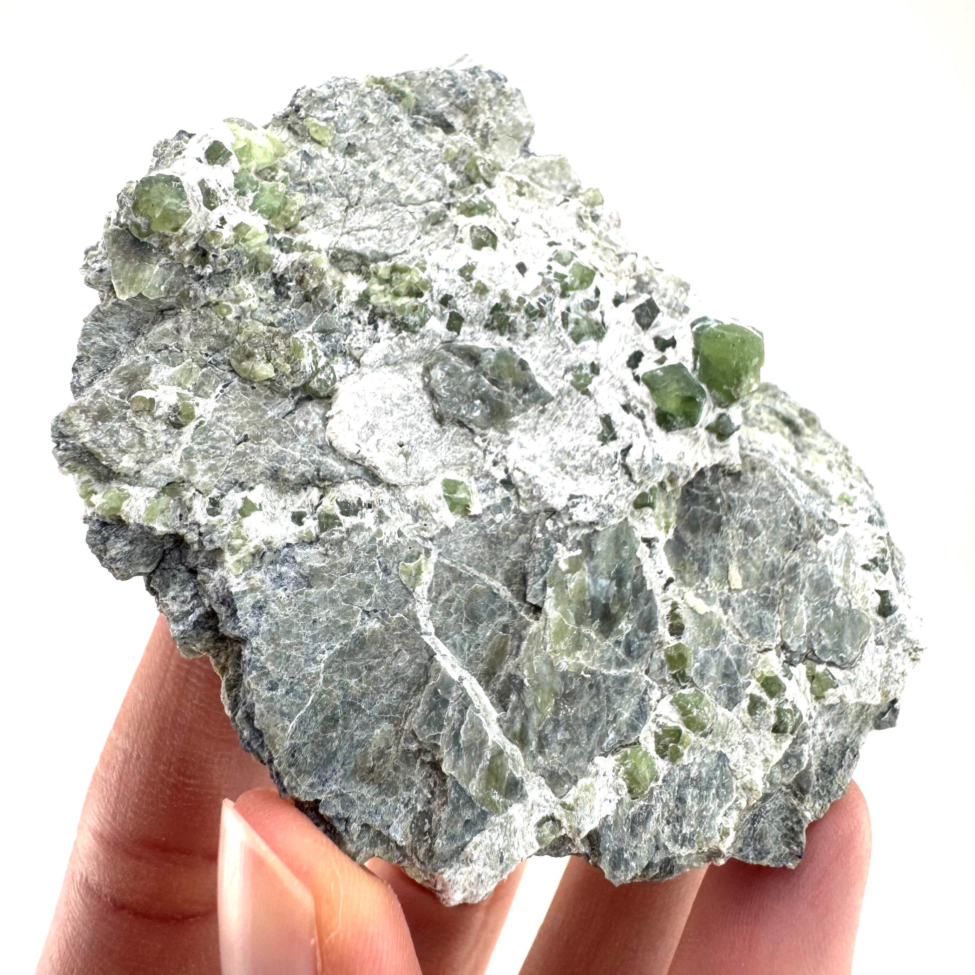Demantoid Garnet on Matrix | raw green garnet crystal, mineral specimen (Pakistan)