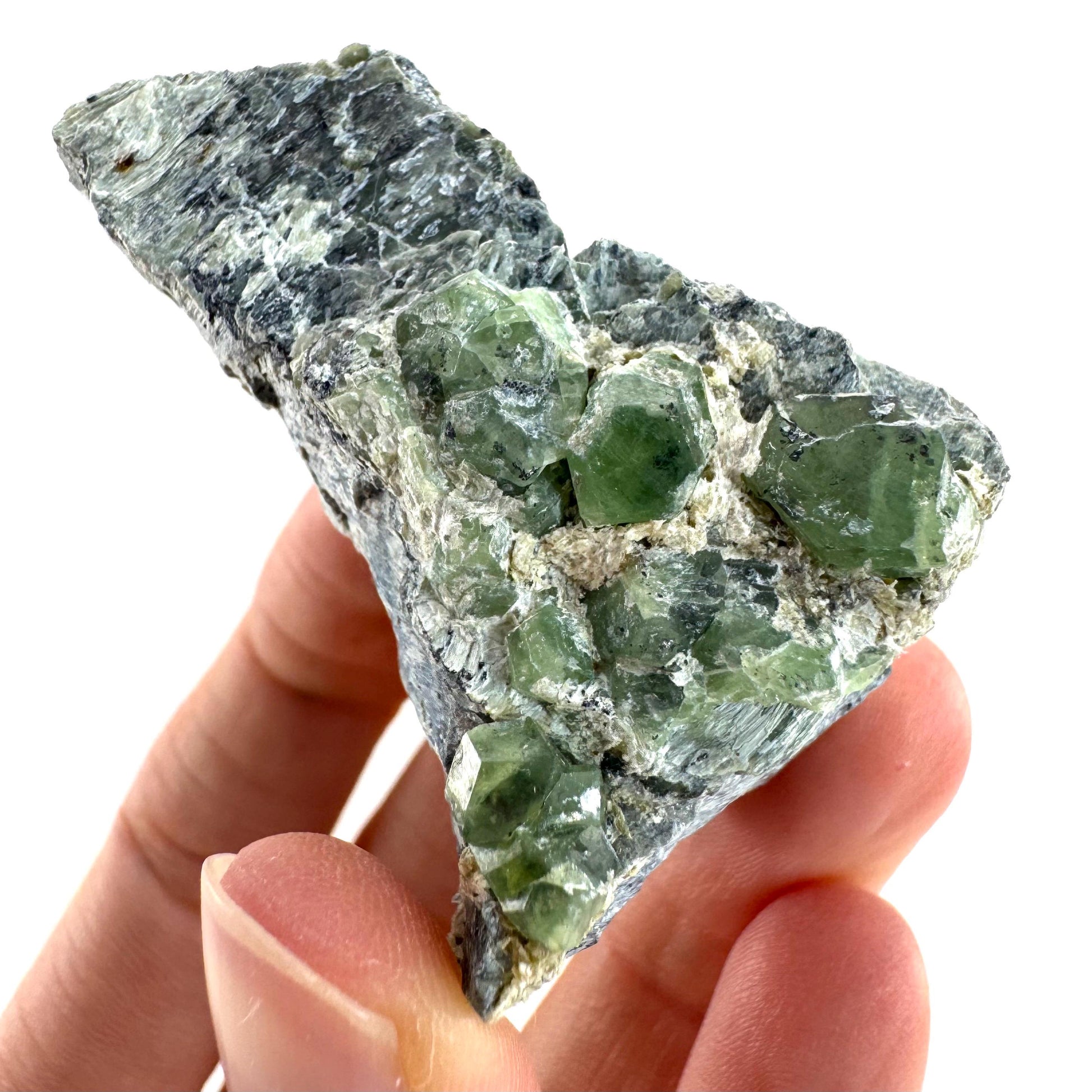 Demantoid Garnet on Matrix | raw green garnet crystal, mineral specimen (Pakistan)