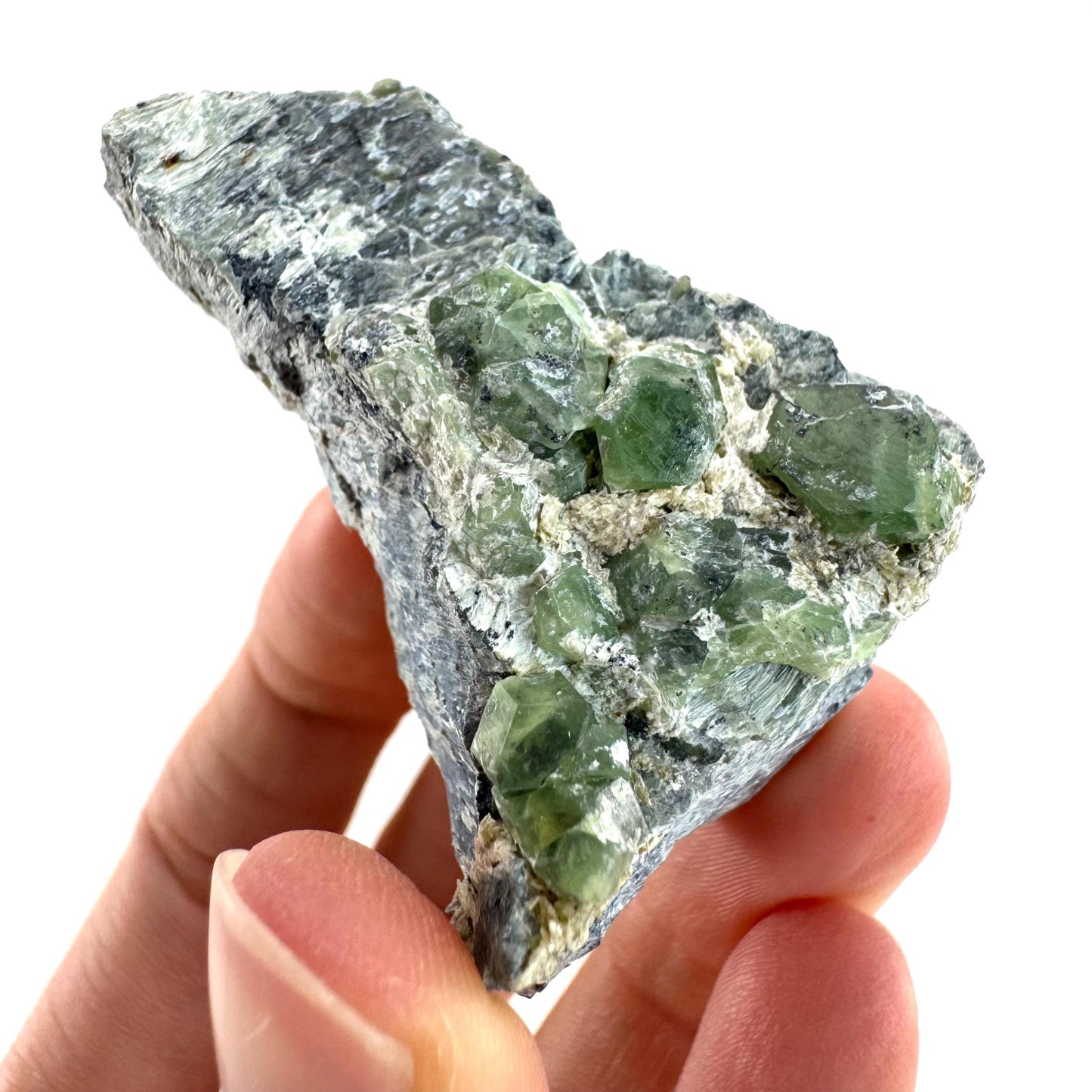 Demantoid Garnet on Matrix | raw green garnet crystal, mineral specimen (Pakistan)