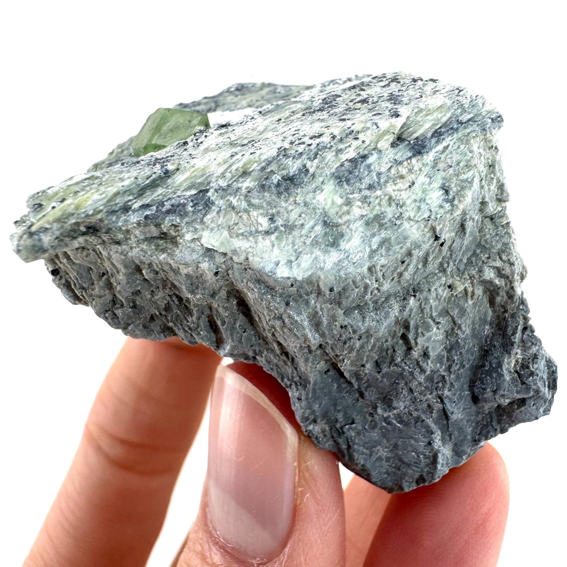 Demantoid Garnet on Matrix | raw green garnet crystal, mineral specimen (Pakistan)