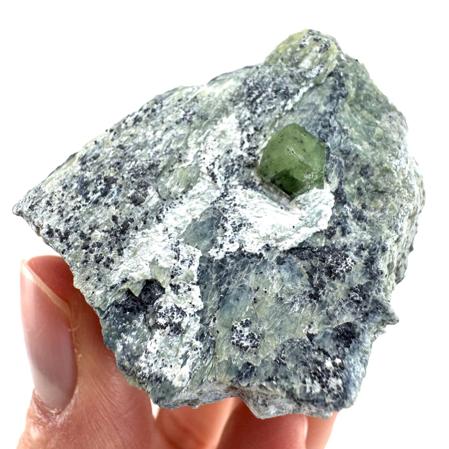 Demantoid Garnet on Matrix | raw green garnet crystal, mineral specimen (Pakistan)
