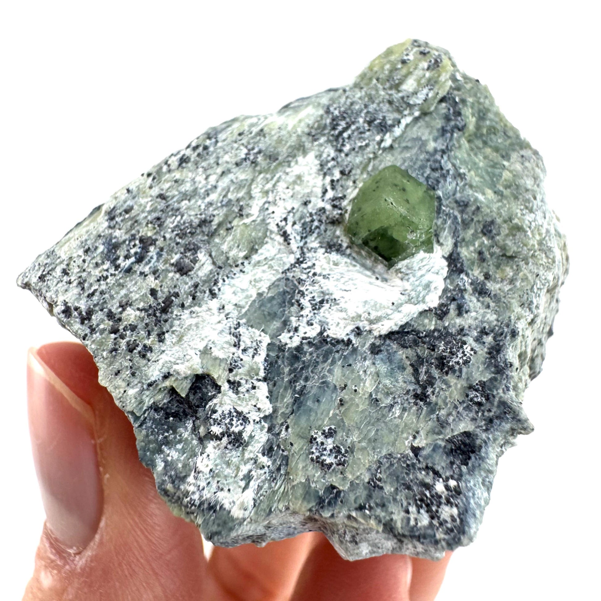 Demantoid Garnet on Matrix | raw green garnet crystal, mineral specimen (Pakistan)