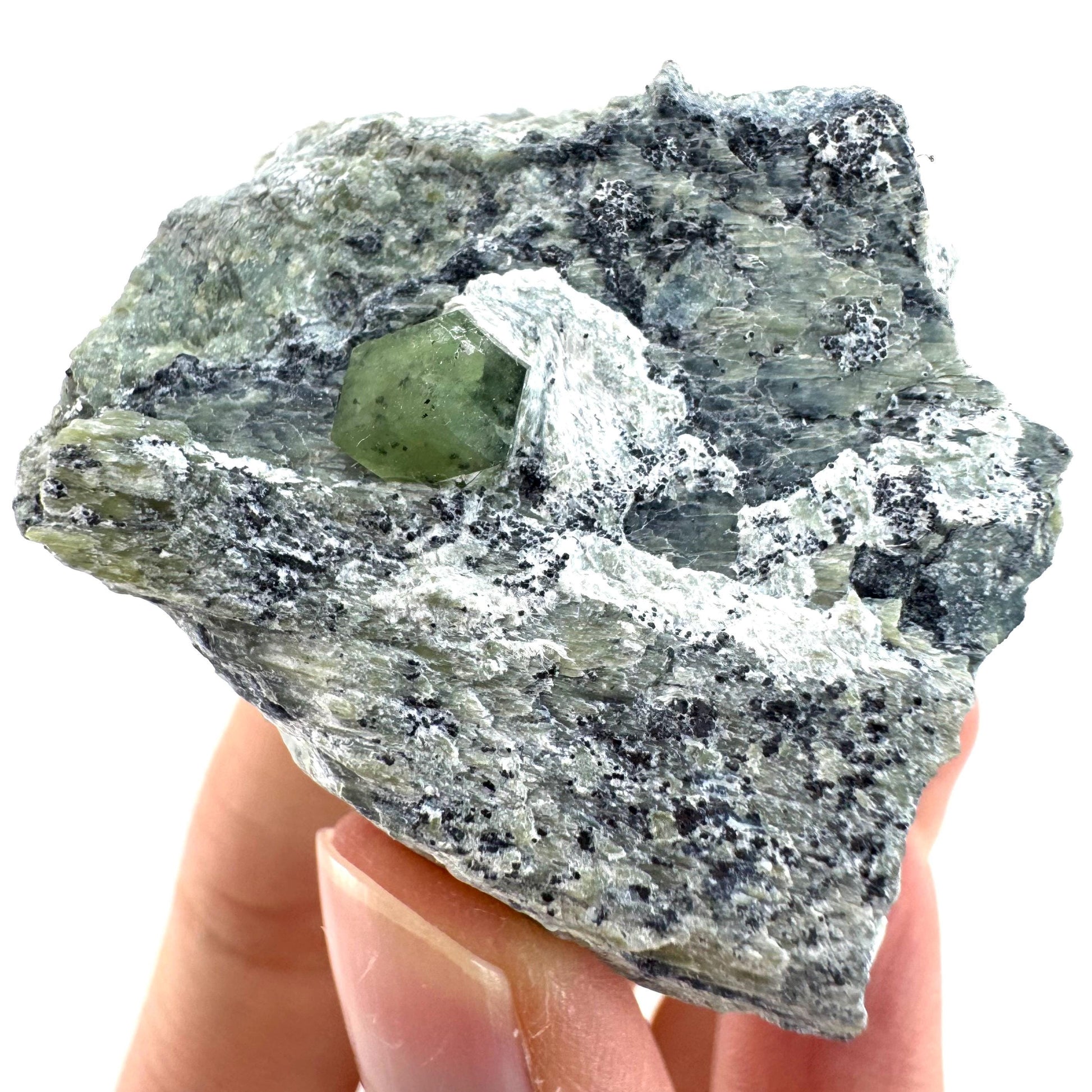 Demantoid Garnet on Matrix | raw green garnet crystal, mineral specimen (Pakistan)