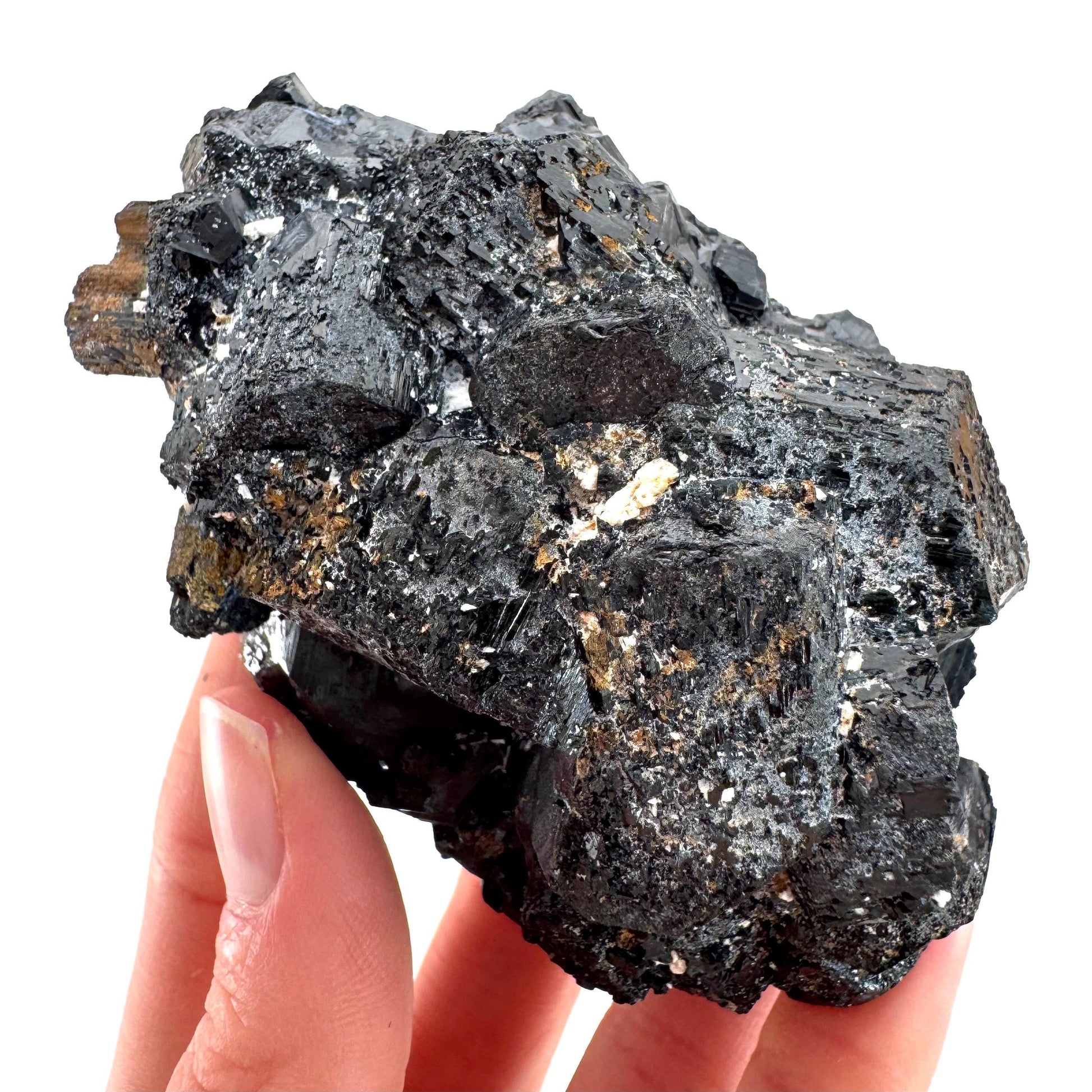 Raw Black Tourmaline Crystal Cluster | Namibia Protection Stone