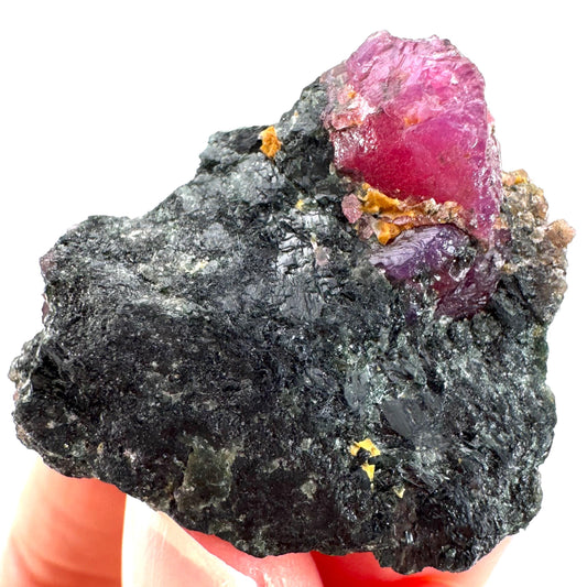 Ruby on Matrix | genuine raw red ruby crystal, natural mineral specimen