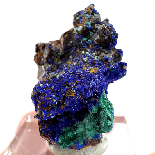 Azurite with Malachite | natural blue crystal cluster, raw mineral specimen from Morocco